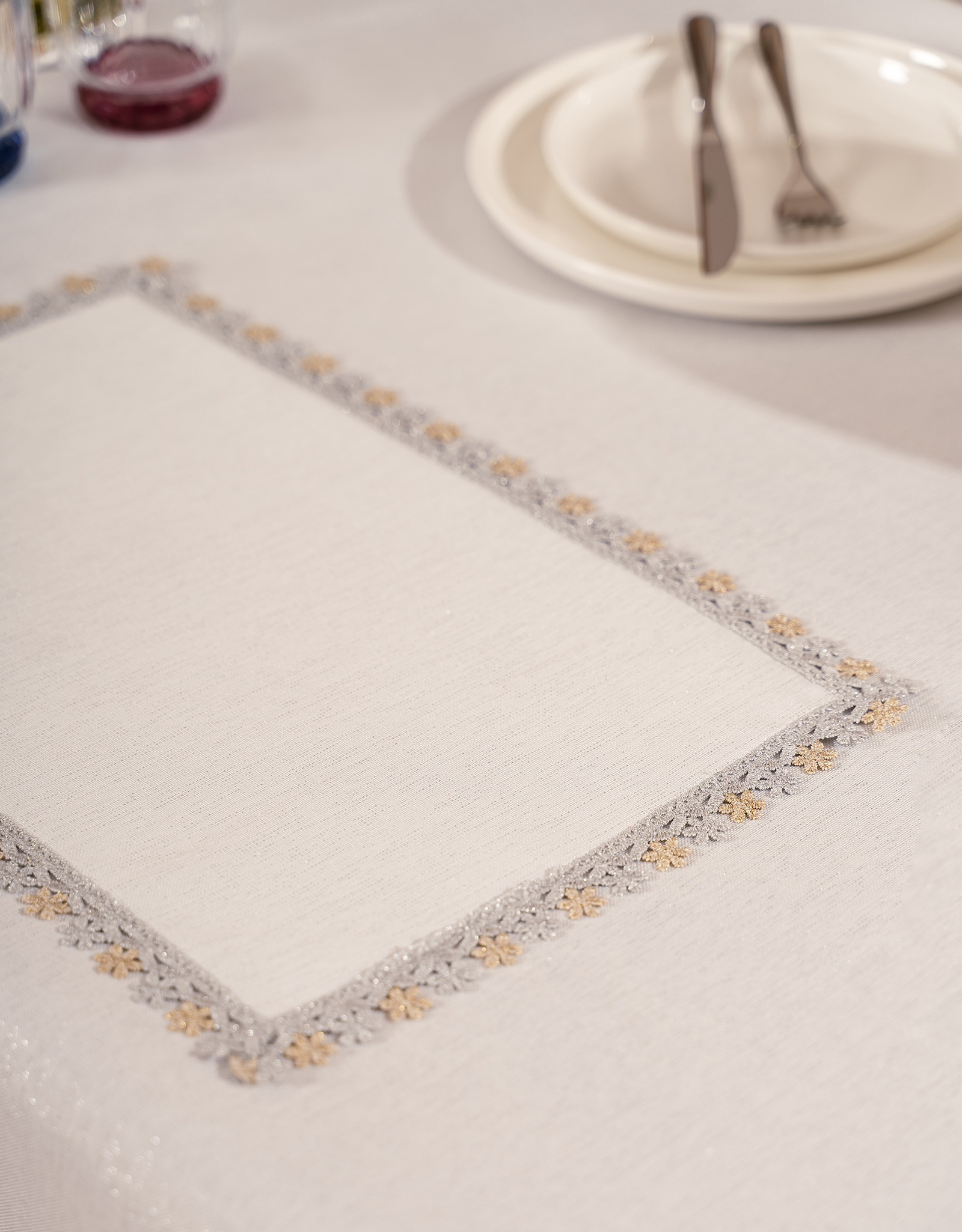Placemat, 30x45 cm, polyester, rectangular, white, Floral lace, Flower lace, image-8