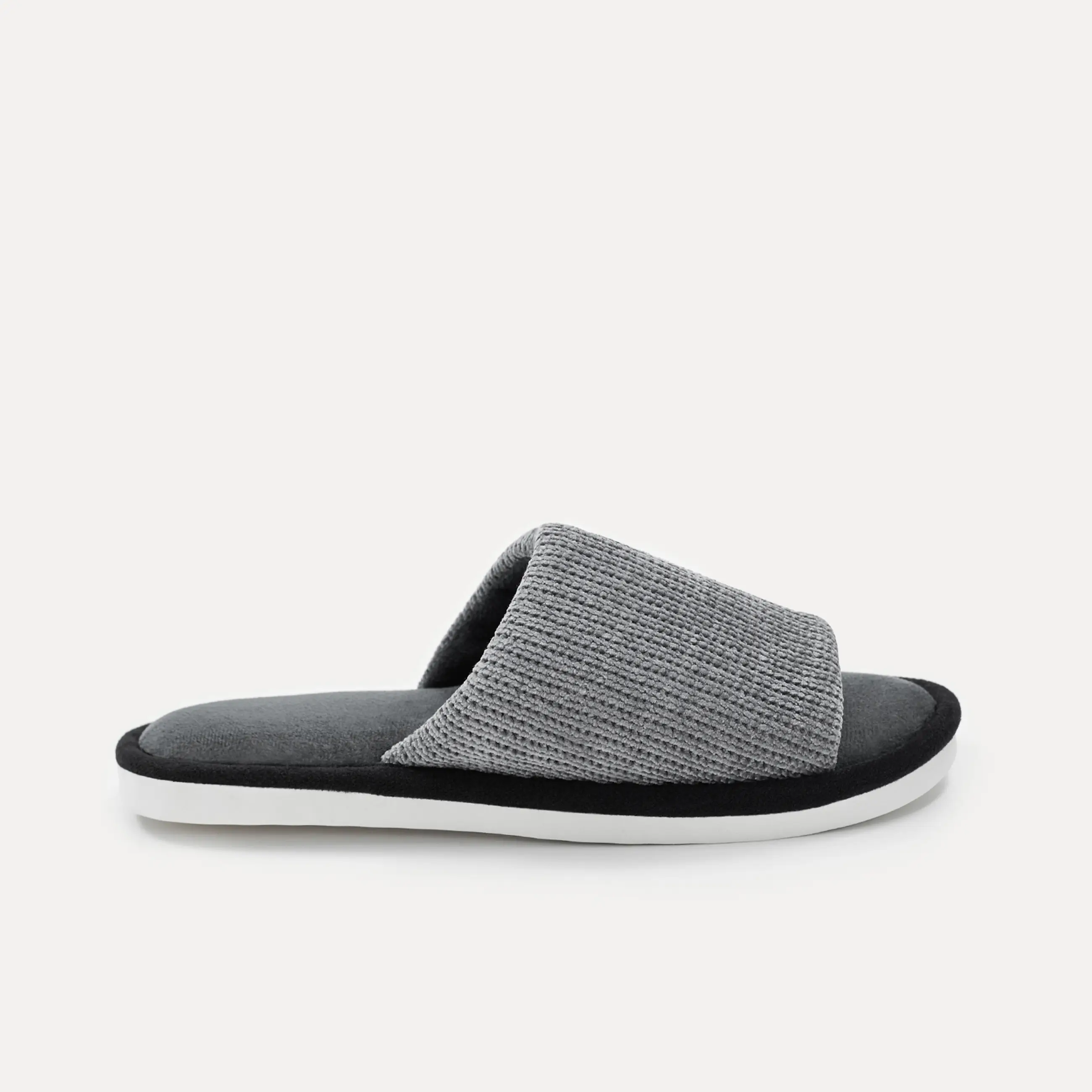 Men's slippers, home, p. 40-41, chenille / corduroy, dark gray, Chenille