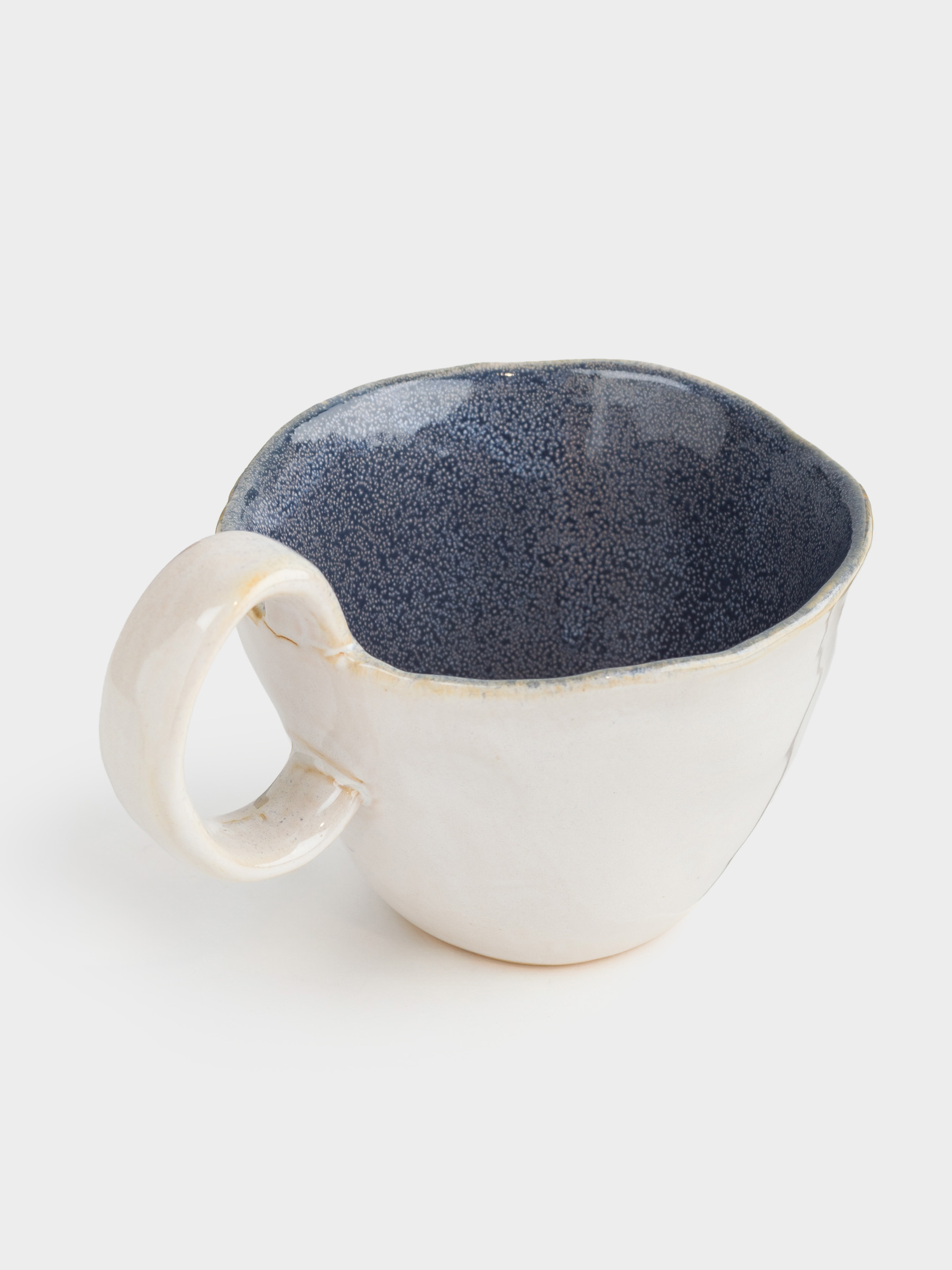 Mug, 400 ml, ceramic, milky blue, Uneven edge, Crumple color, image-1