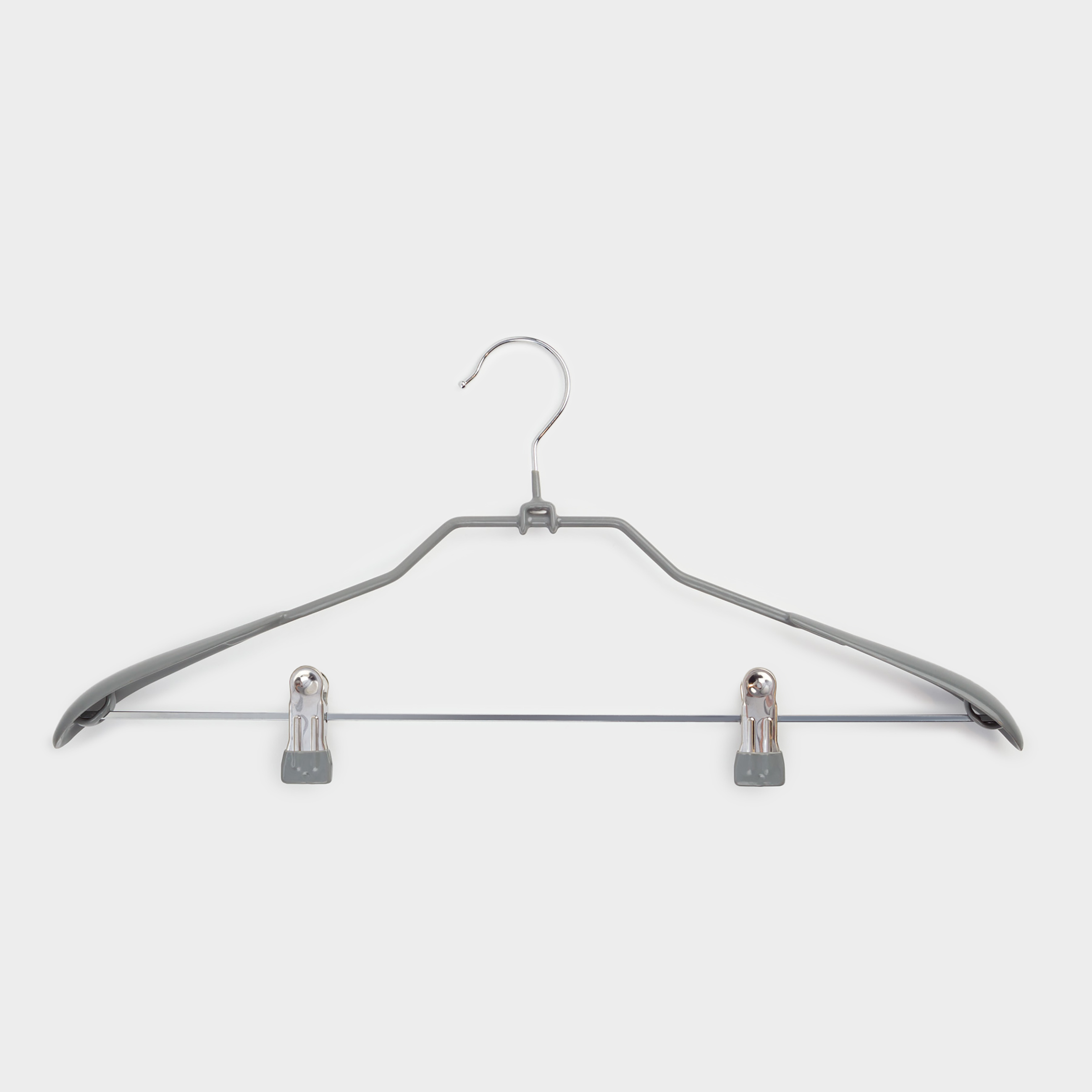 Hanger, 44 cm, with clips for trousers/skirts, metal coated, Gray, Colorful house, image-0