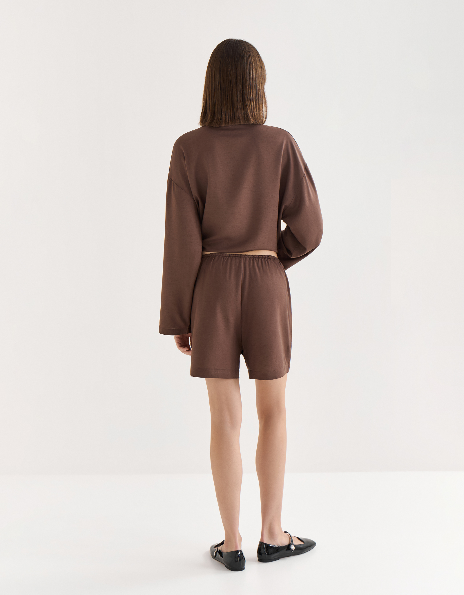 Women's shorts, size S, viscose / linen, brown, Redana, image-3