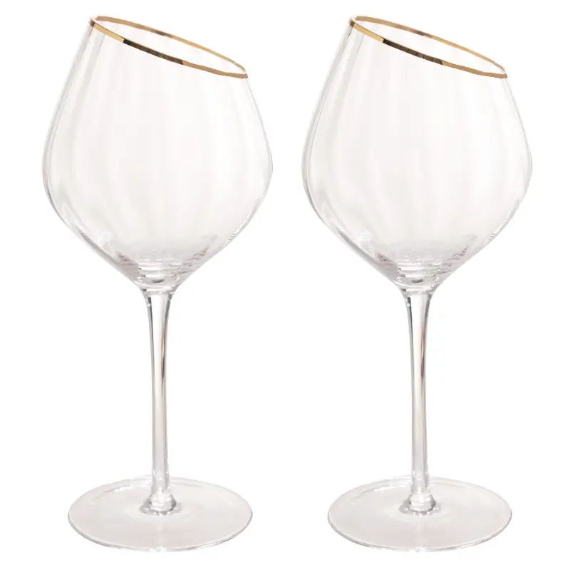 Drinking glass, 560 ml, 2 pcs, glass, with golden edging, Charm R gold ,image-0