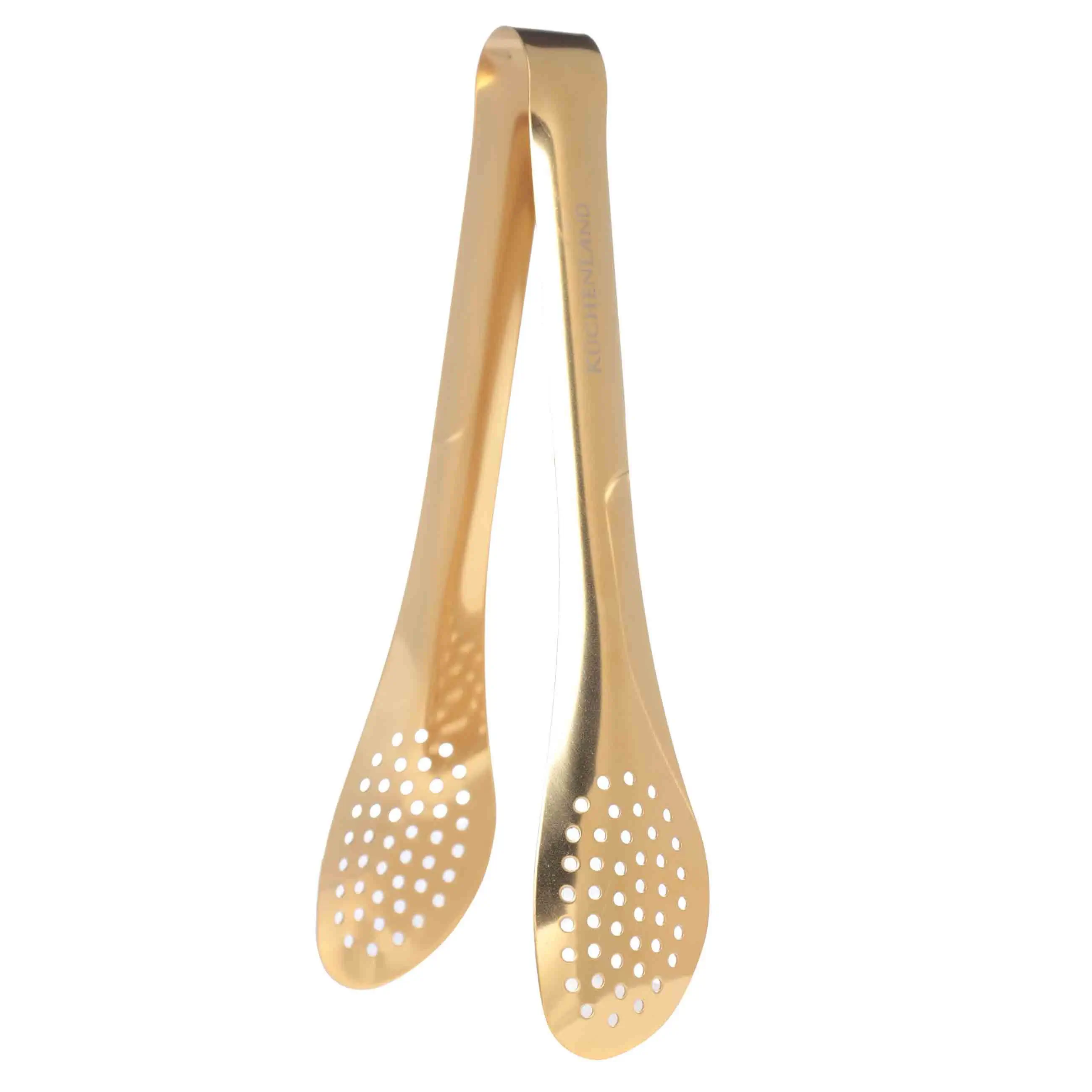 Kitchen tongs, 24 cm, steel, golden, Classic gold, image-0