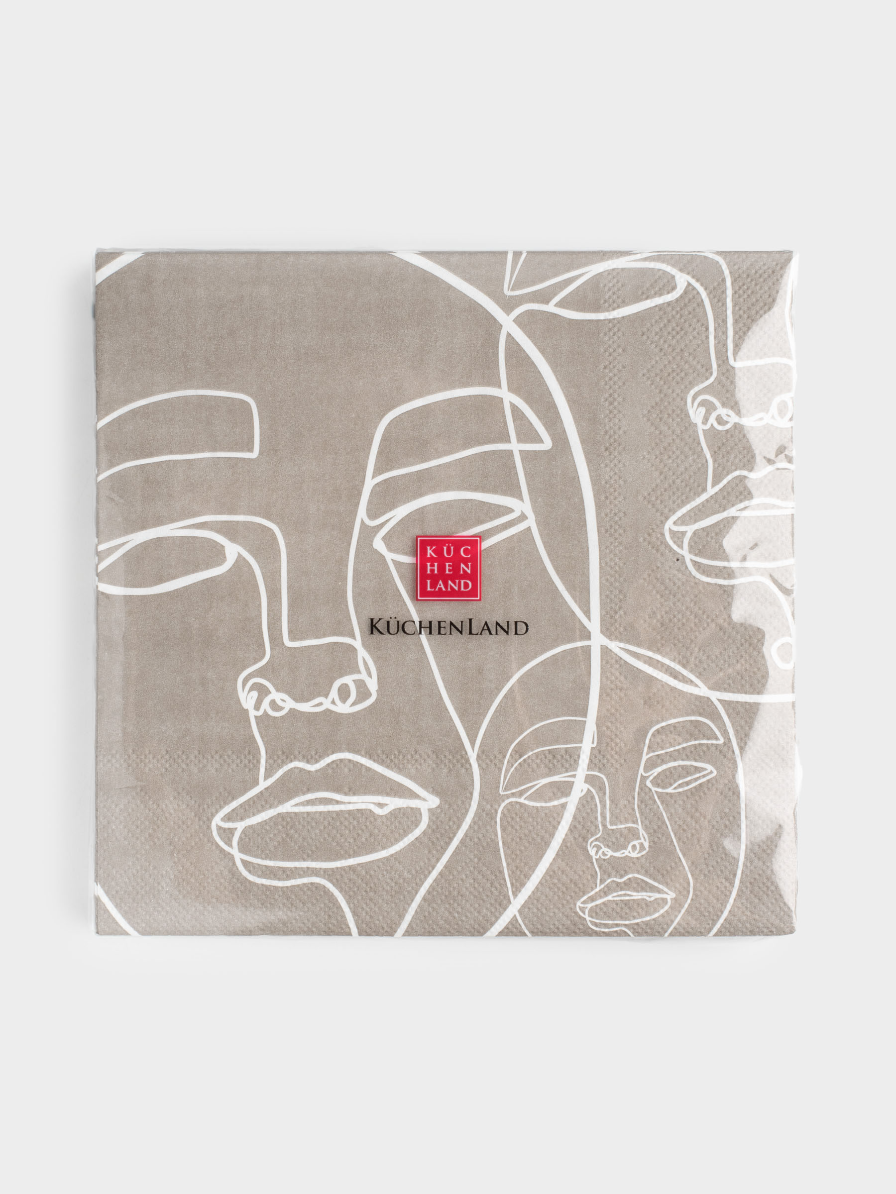 Paper napkins, 33x33 cm, 20 pcs, square, grey, Faces, Face, image-3