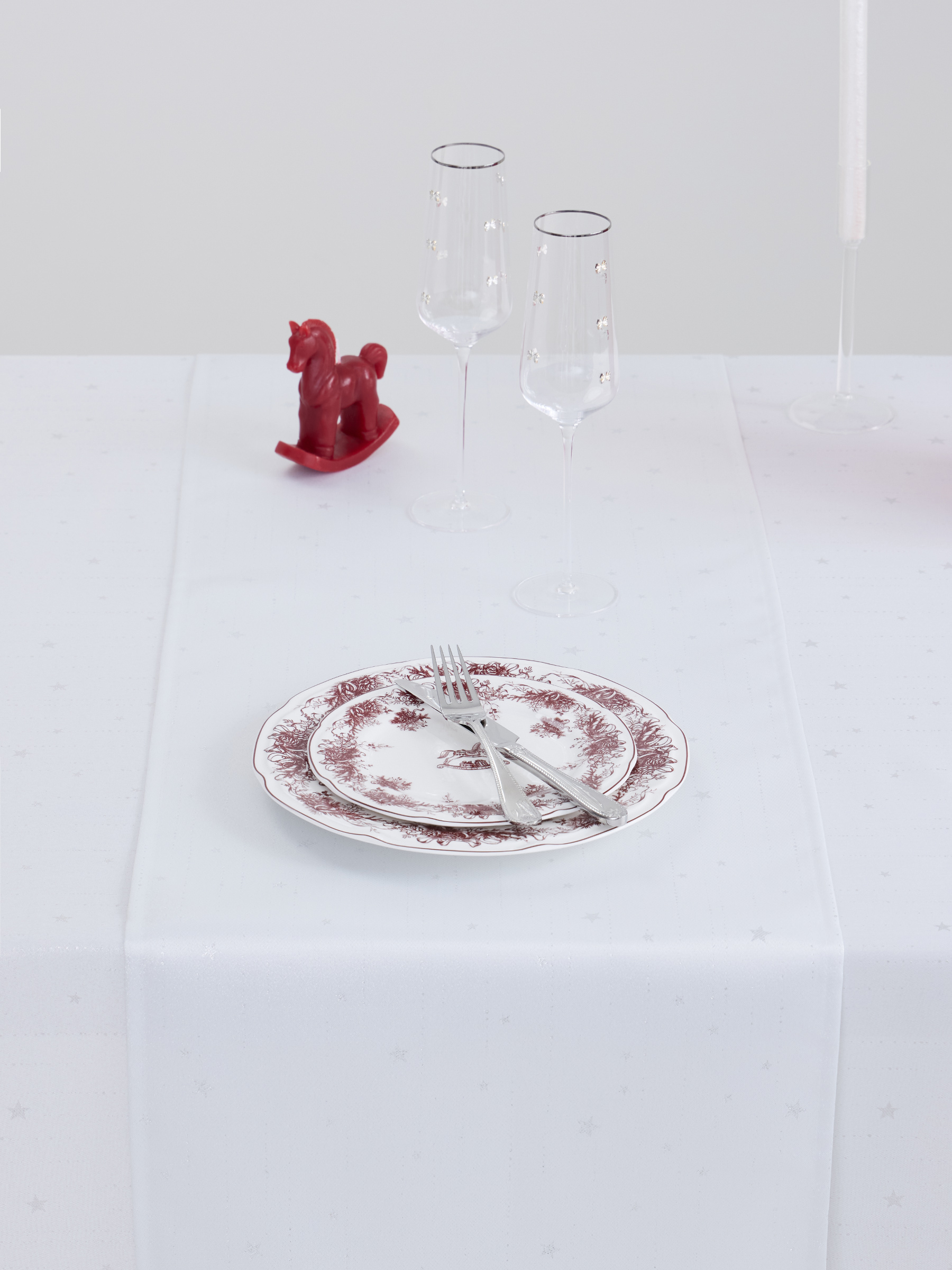 Table runner, 40x160 cm, jacquard, polyester, light grey, Silver stars, Starlight, image-3