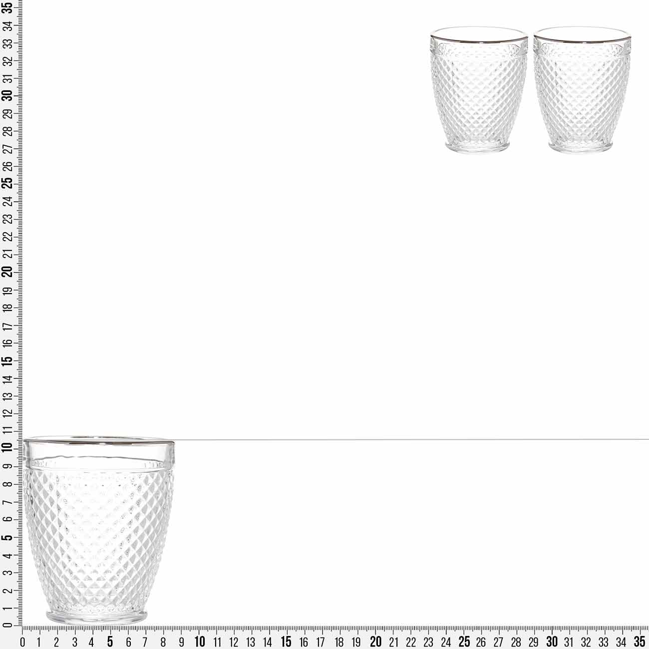 Drinking glass, 10 cm, 300 ml, 2 pcs, glass R, with silver edging, Verona silver, image-3