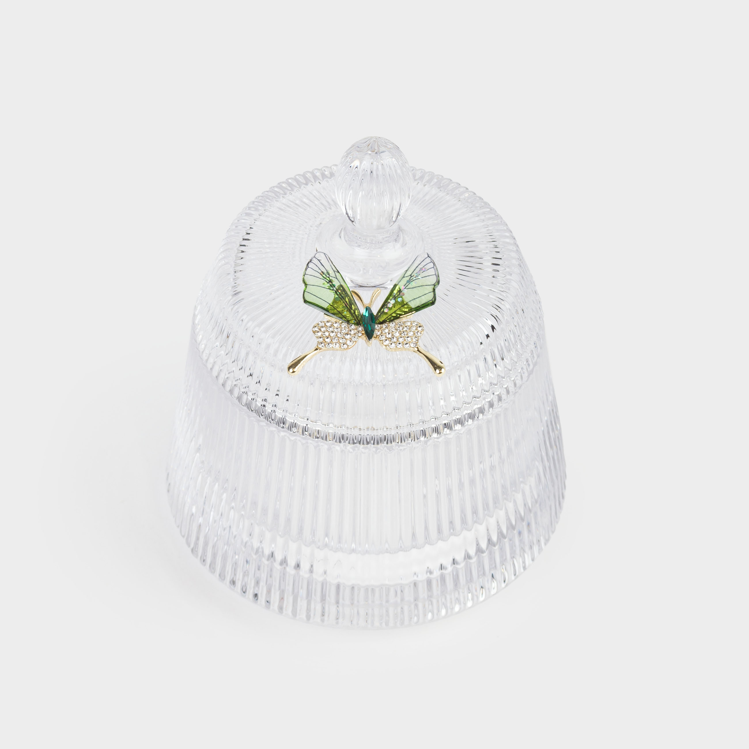 Storage container, 11x13 cm, 250 ml, glass R / rhinestones, Butterfly, Butterfly, image-0
