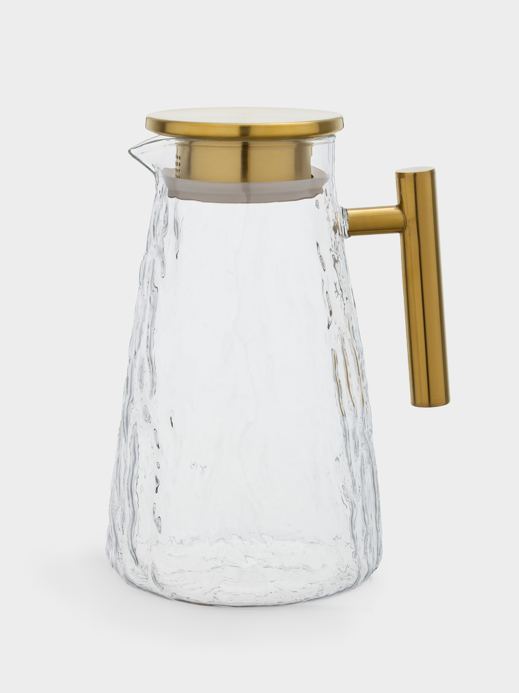 Jug, 1.8 l, with lid, glass / metal, golden, Glacial gold, image-0