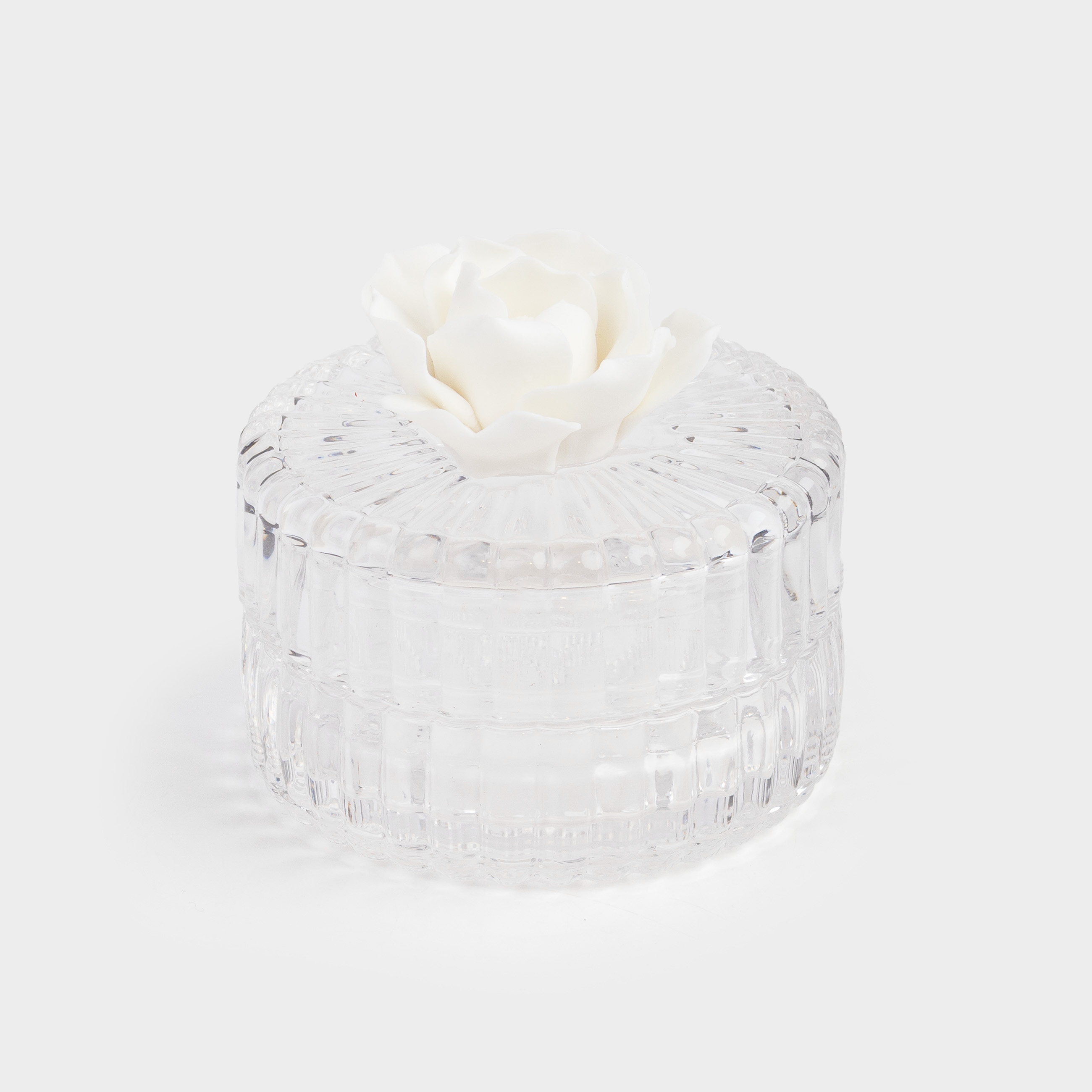 Storage container, 8x9 cm 150 ml, glass / porcelain P, Flower, Rose, image-1