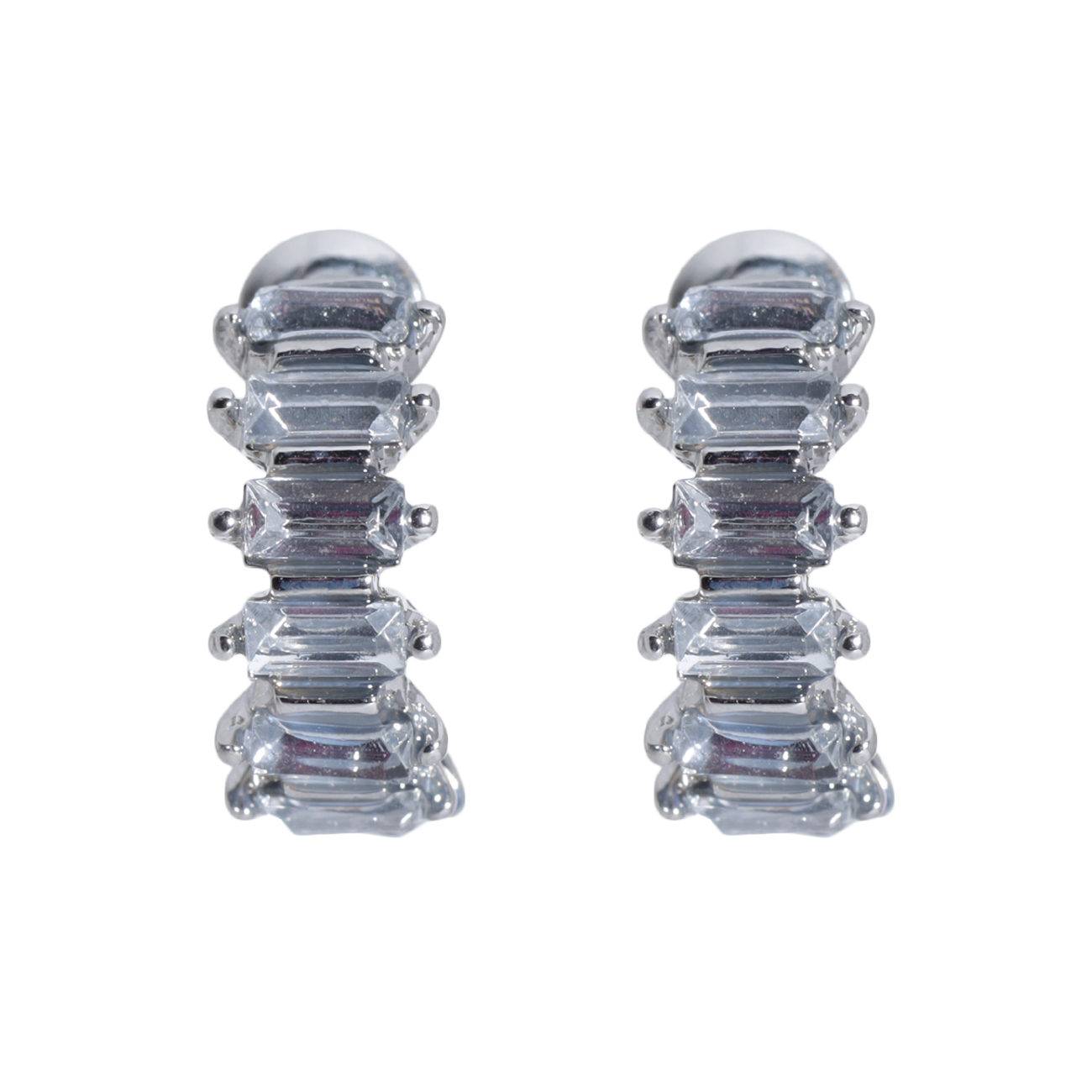 Stud earrings, 1 cm, 2 pieces, metal / acrylic, Silver, Crystals, Jewelry crystal