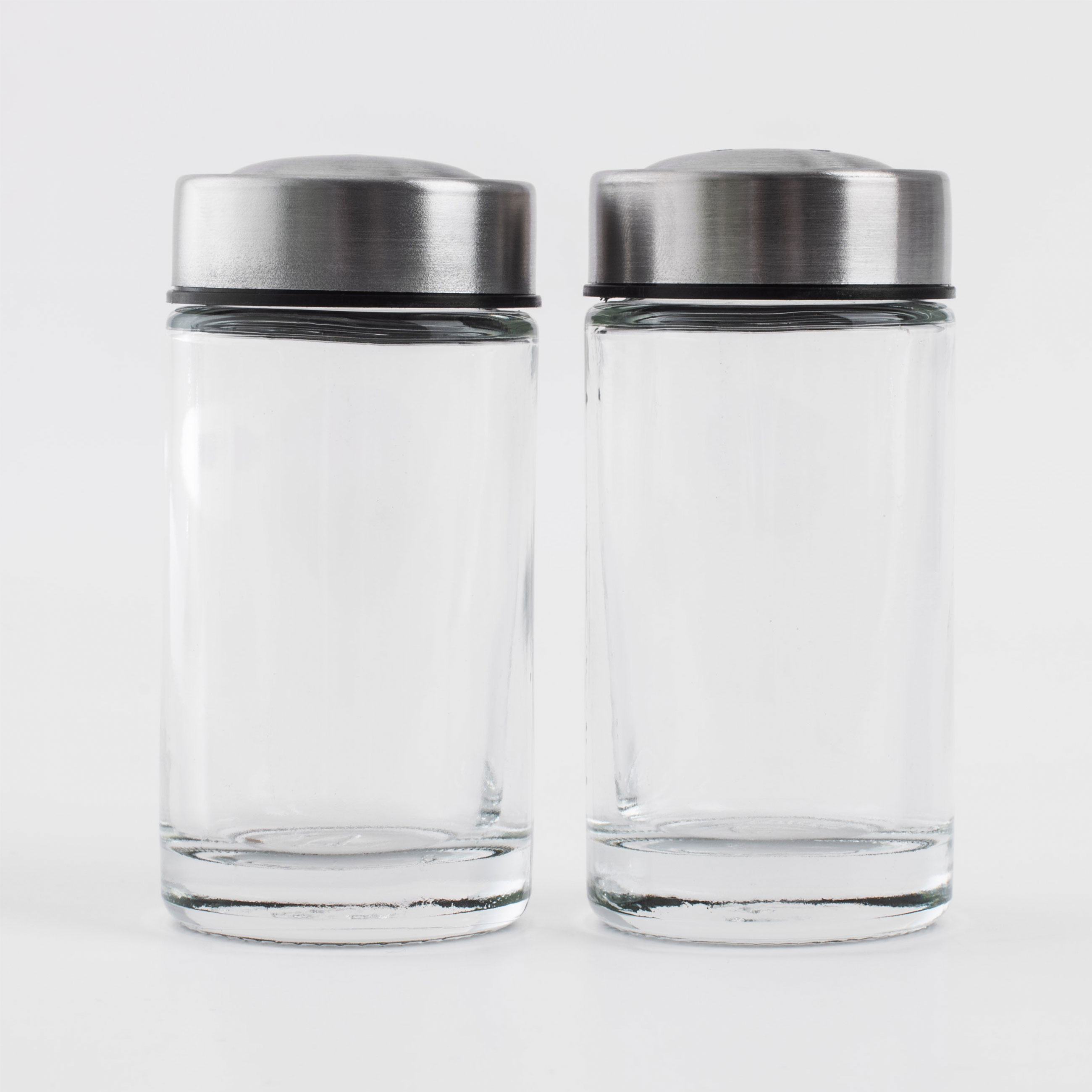 Salt and pepper set, 7 cm, glass/steel, Classic