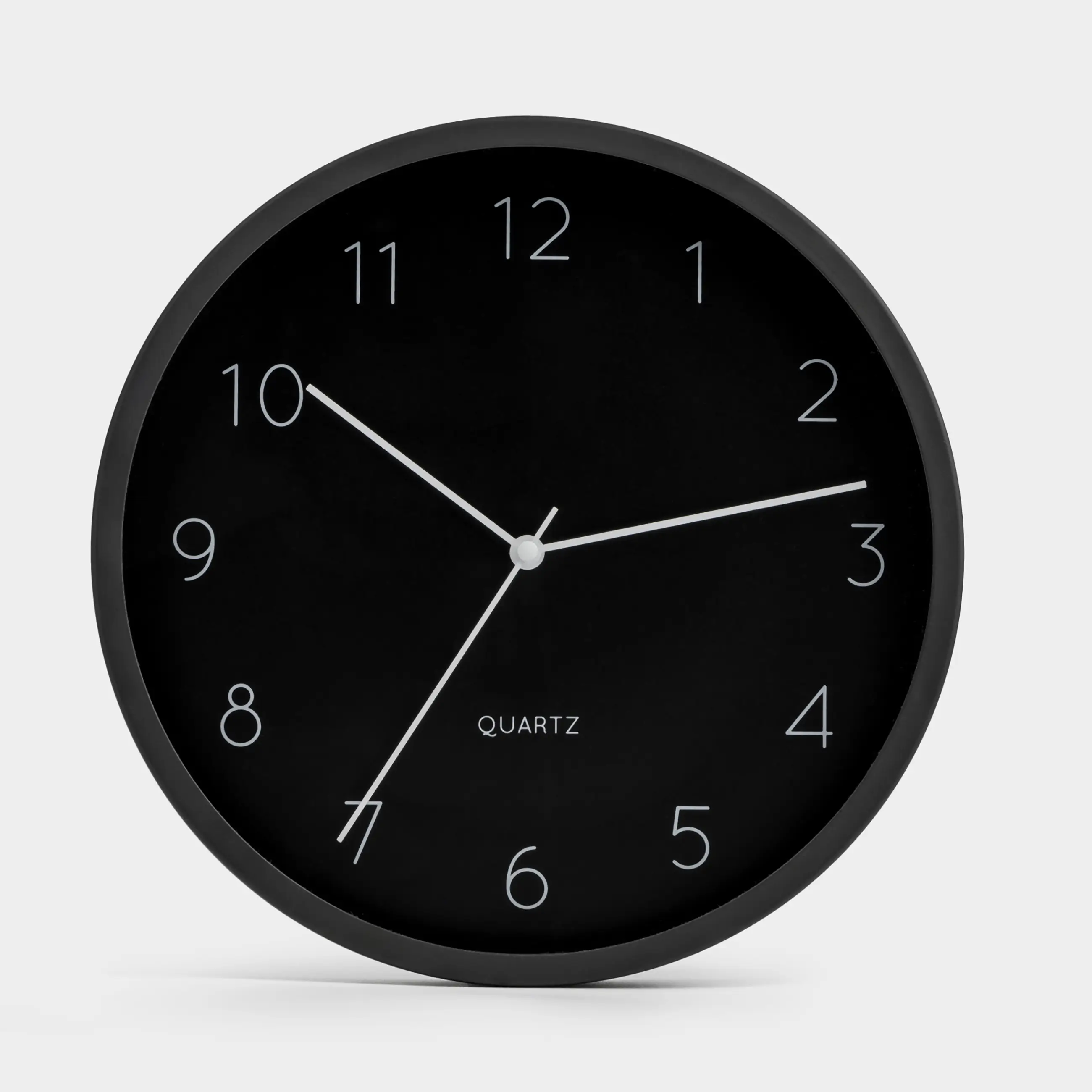 Wall clock, 25 cm, metal/glass, round, black, Dial