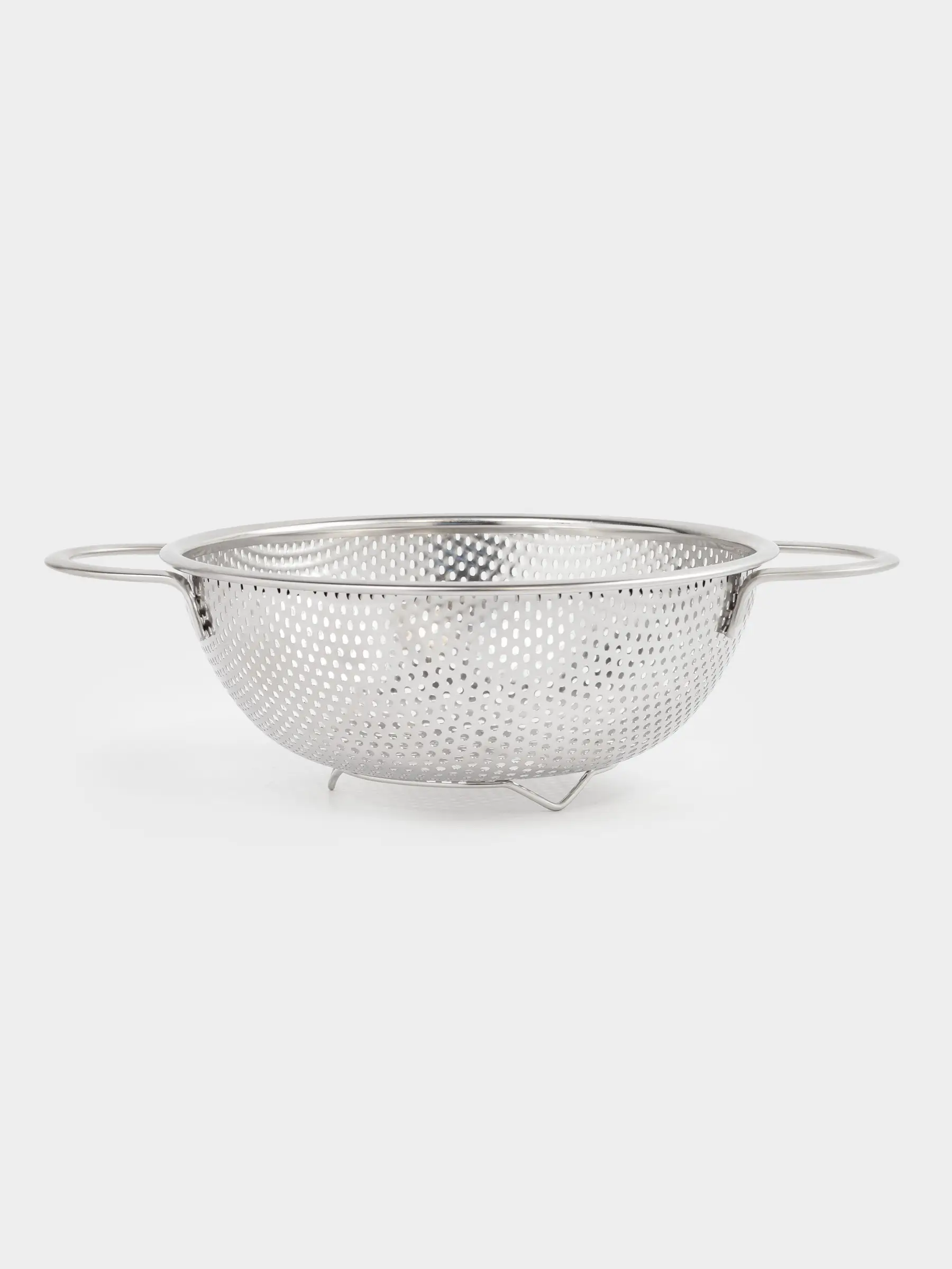 Colander, 25 cm, with two handles, steel / silicone, beige, Sieve