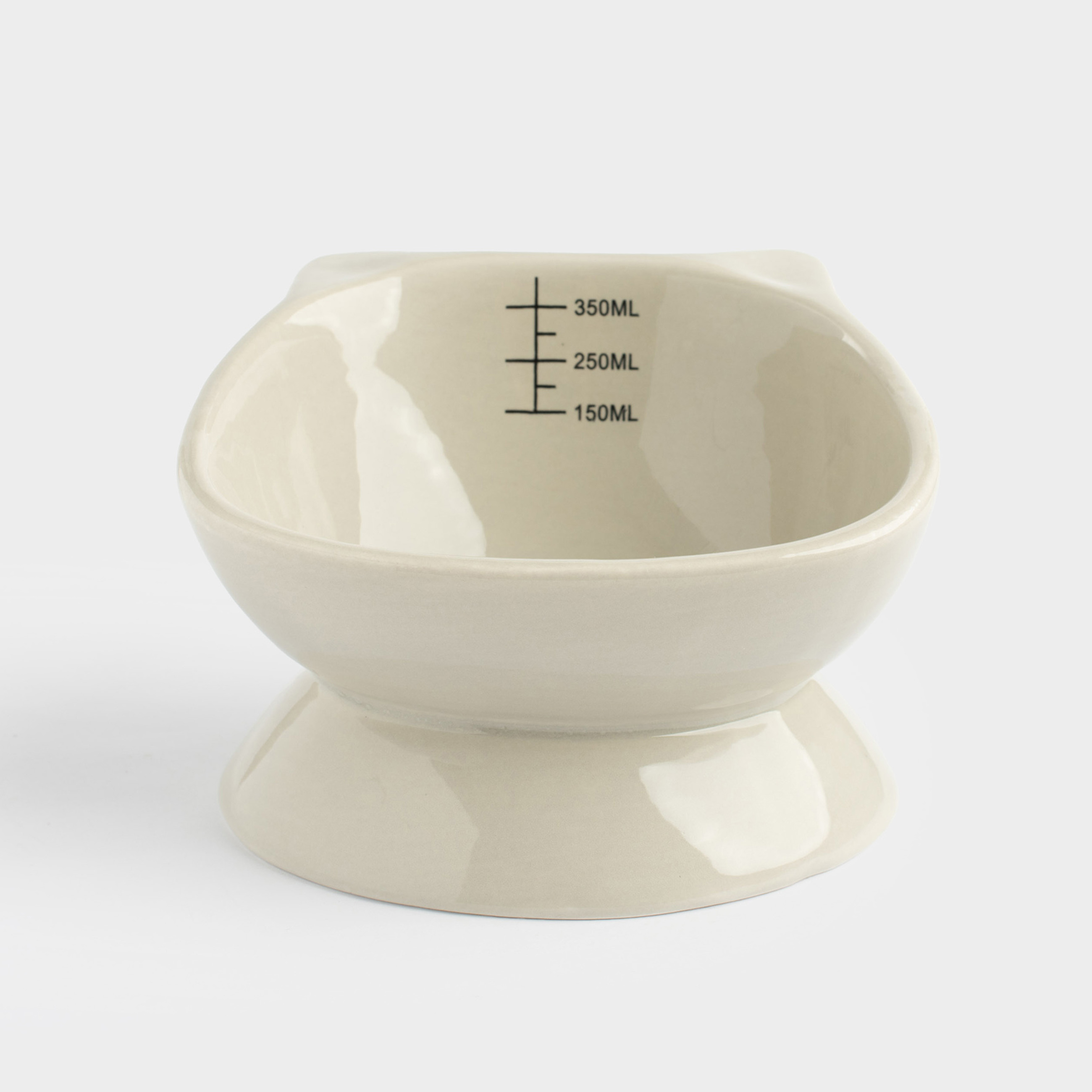 Pet bowl, 13x9 cm, 350 ml, with measuring scale, on a leg, ceramic, grey, Cat, Whiskers, image-0