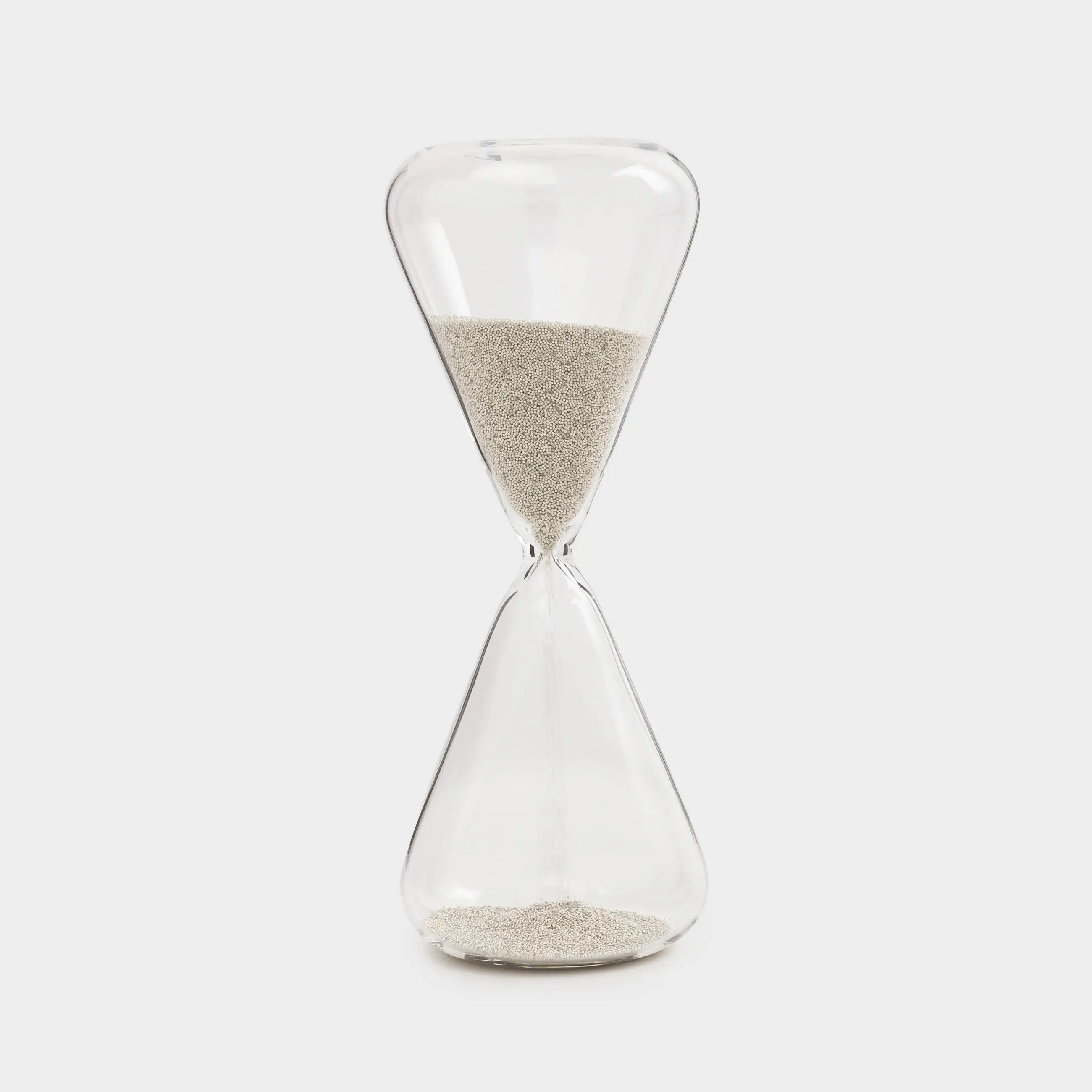 Hourglass, 16 cm, 2 minutes, with sequins inside, glass / sequins, silver, Sand time