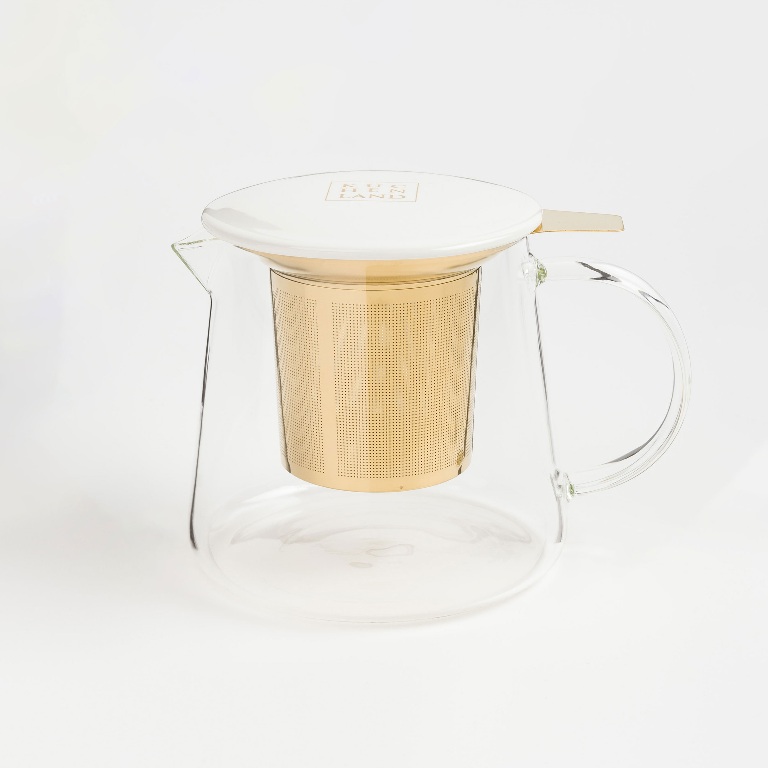Teapot, 600 ml, heated, glass B / porcelain P, milk-golden, Ellan