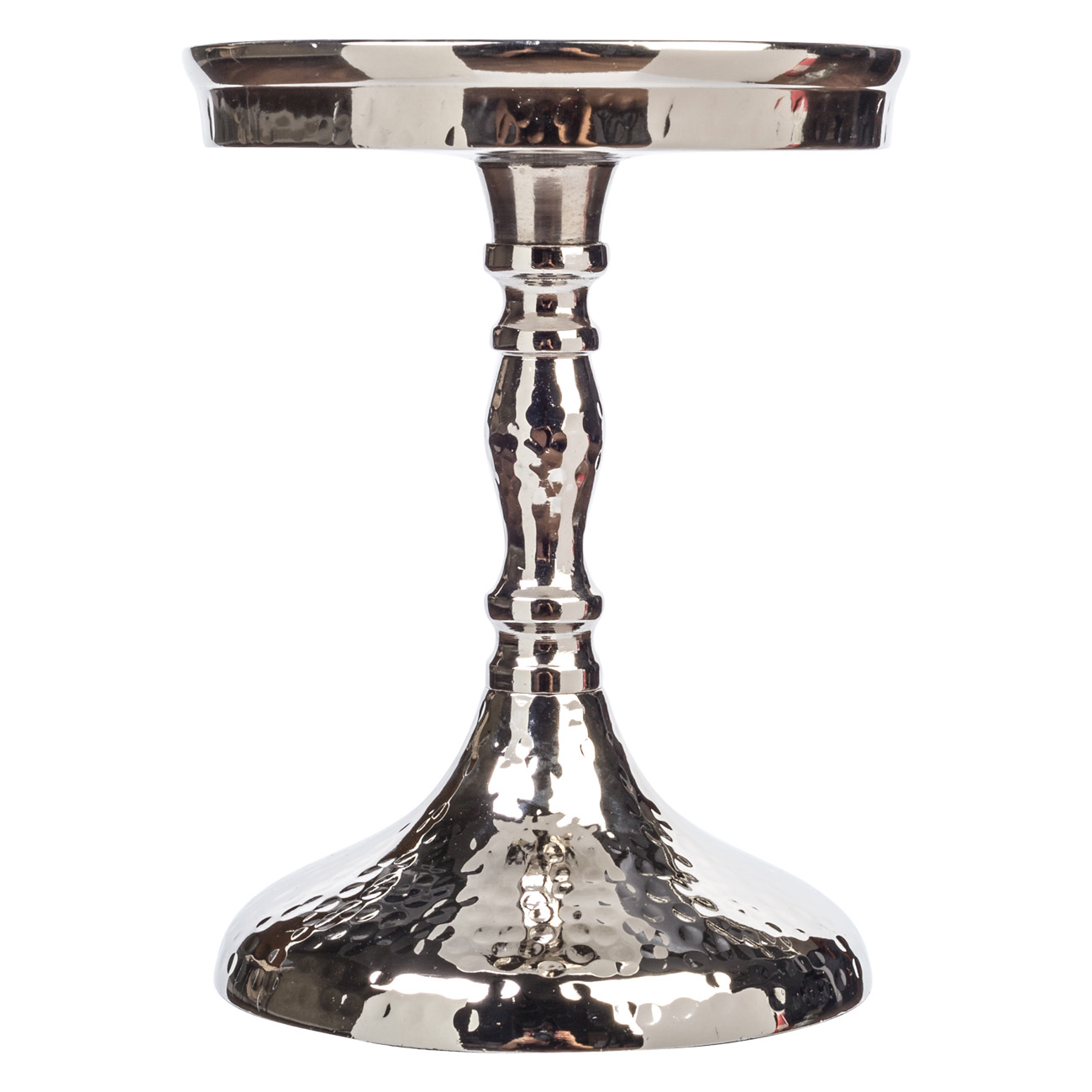 Candle holder, 26 cm, on a leg, glass / metal, silver, Craquelure, Fantastic R