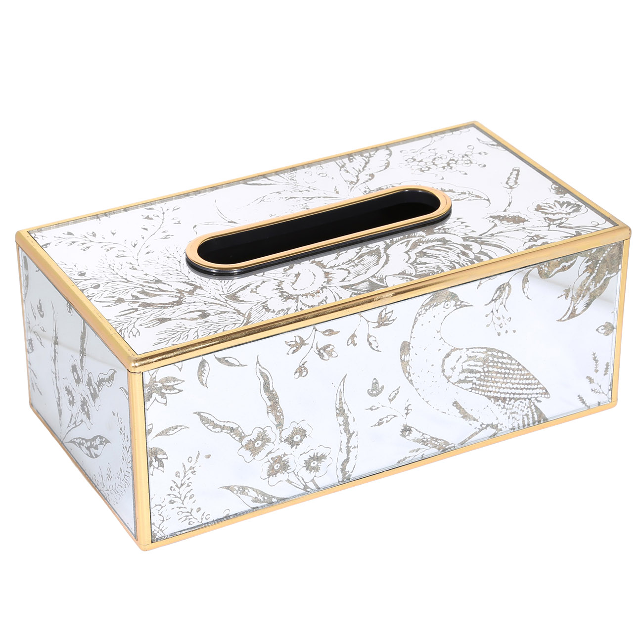 Paper napkin box, 25x13 cm, plastic / glass, Mirror, Bird, Bluebird, image-1