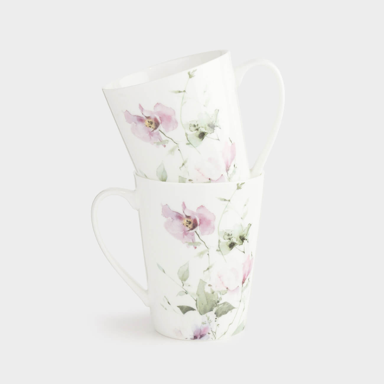 Mug, 420 ml, 2 pcs, porcelain N, white, Lilac flowers, Floret