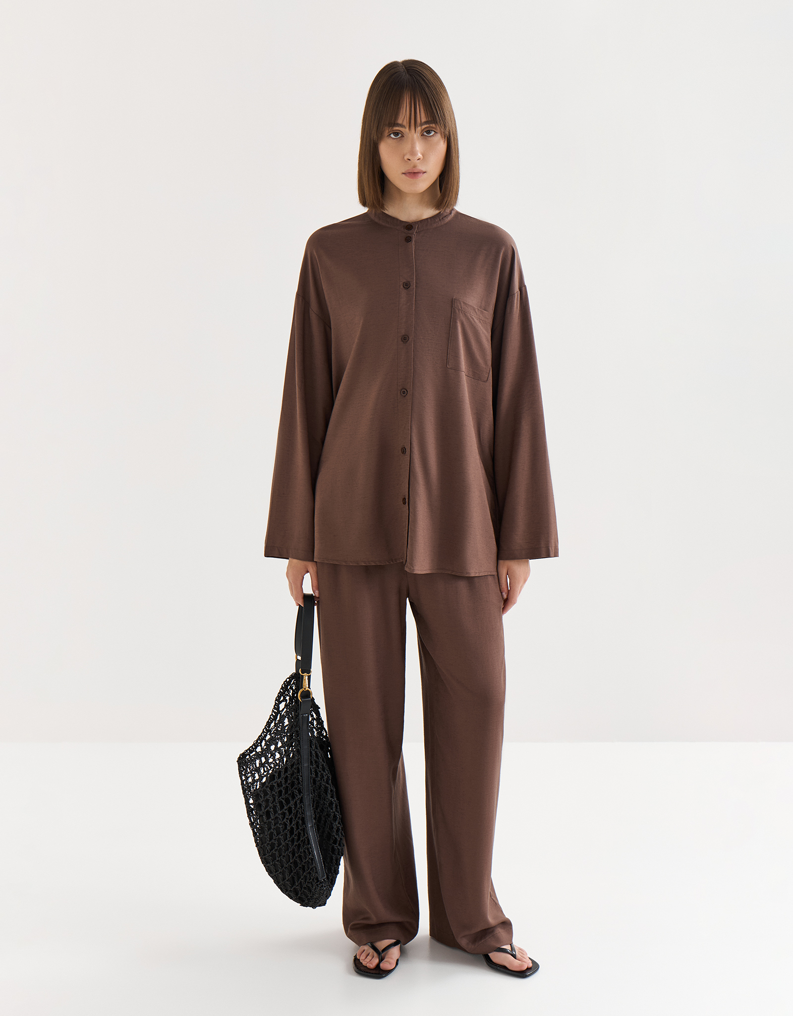 Women's trousers, size S, viscose / linen, brown, Redana, image-4