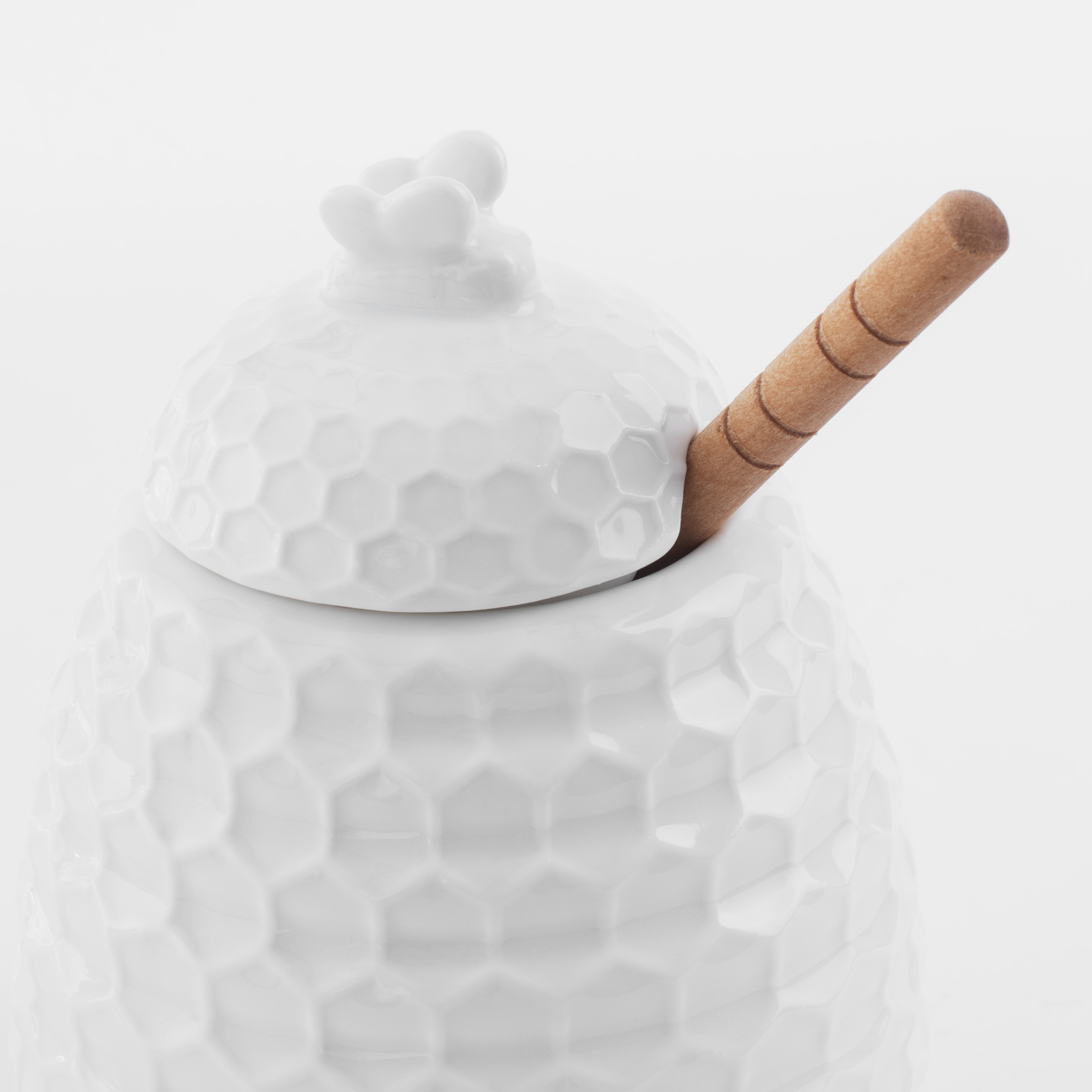 Honey jar, 400 ml, with spoon, porcelain P / Bamboo, Honeycomb, Honey 