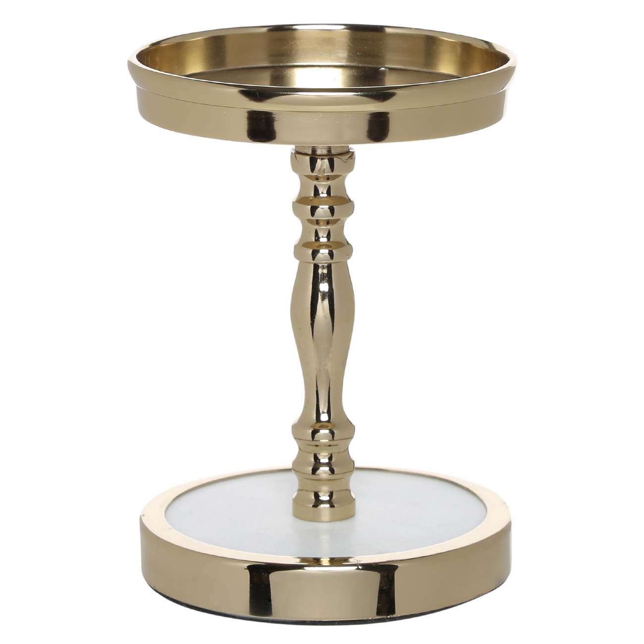 Candlestick, 30 cm, for one candle, on a leg, metal / glass, golden, Craquelure, Fantastic ice, image-2