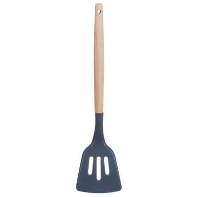 Spatula, 32 cm, slotted, silicone / wood, gray, Weekend ,image-0