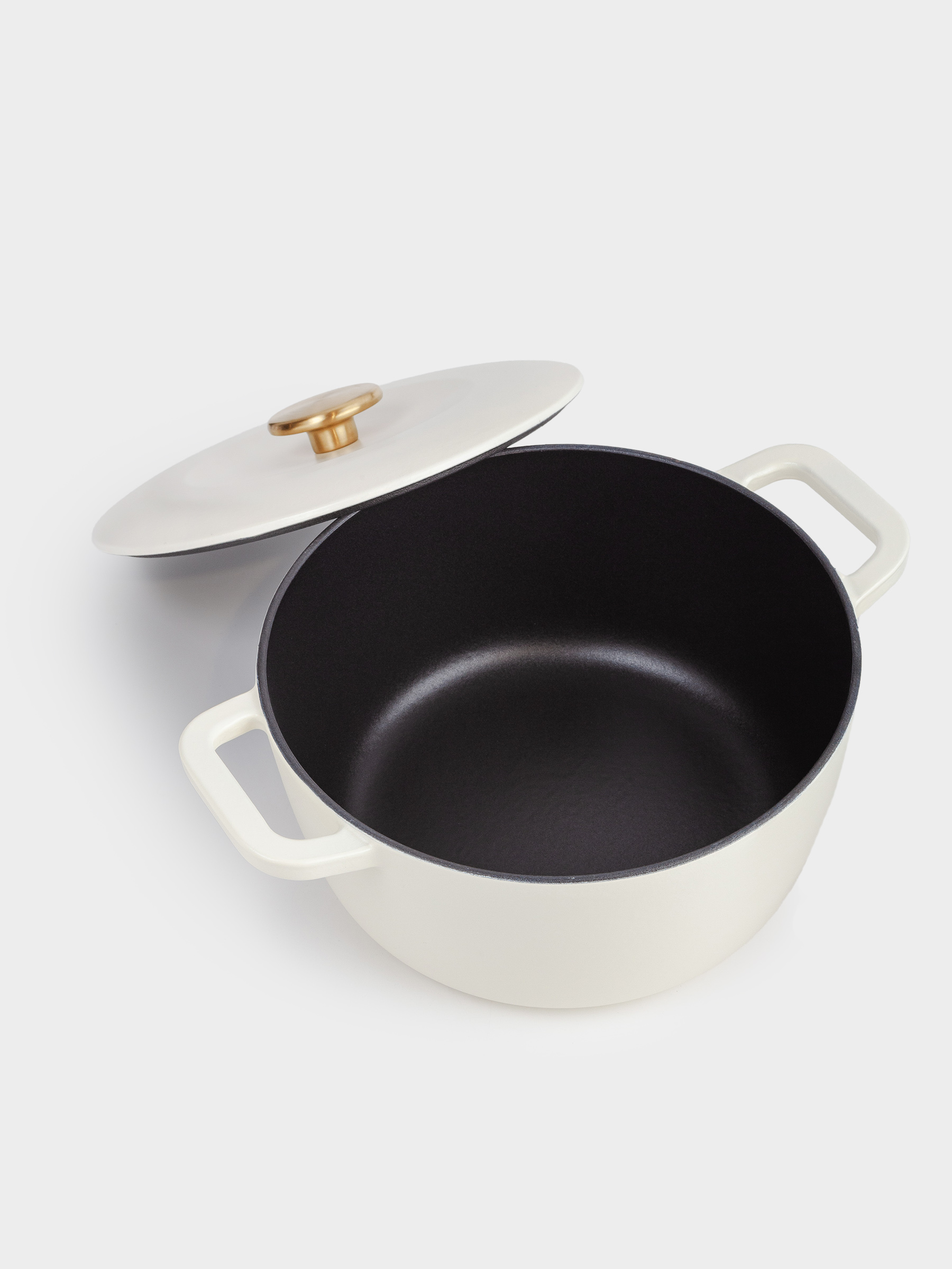 Cauldron, 25 cm, 4 l, with lid, cast iron, milky, Light kitchen, image-2