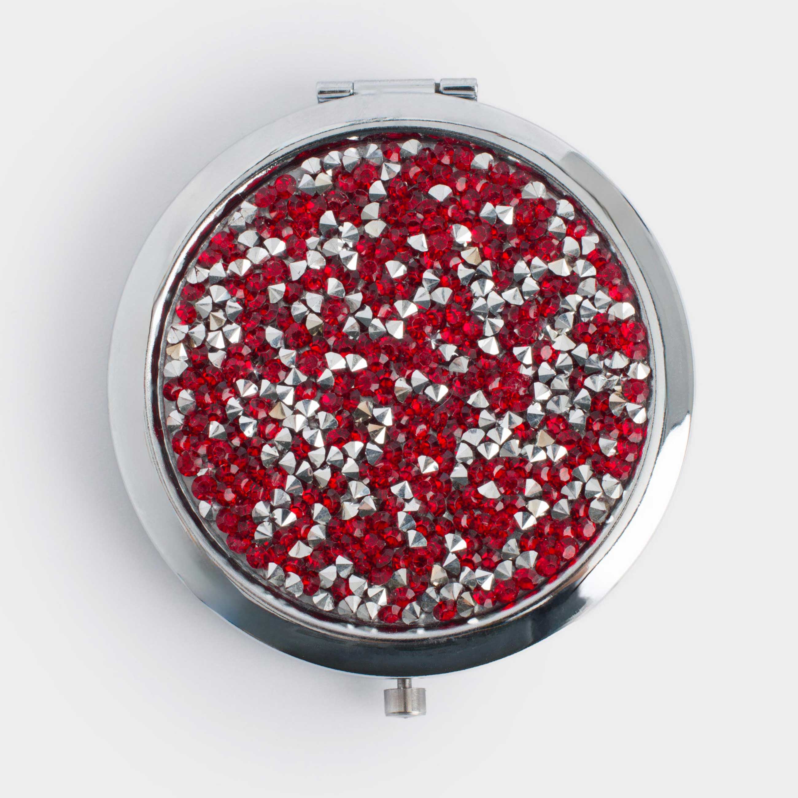 Pocket mirror, 7 cm, double-sided, silver, Sequins, Actress