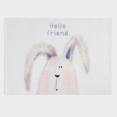 Placemat, 33x46 cm, PVC, rectangular, blue and white, Hello friend, Rock print