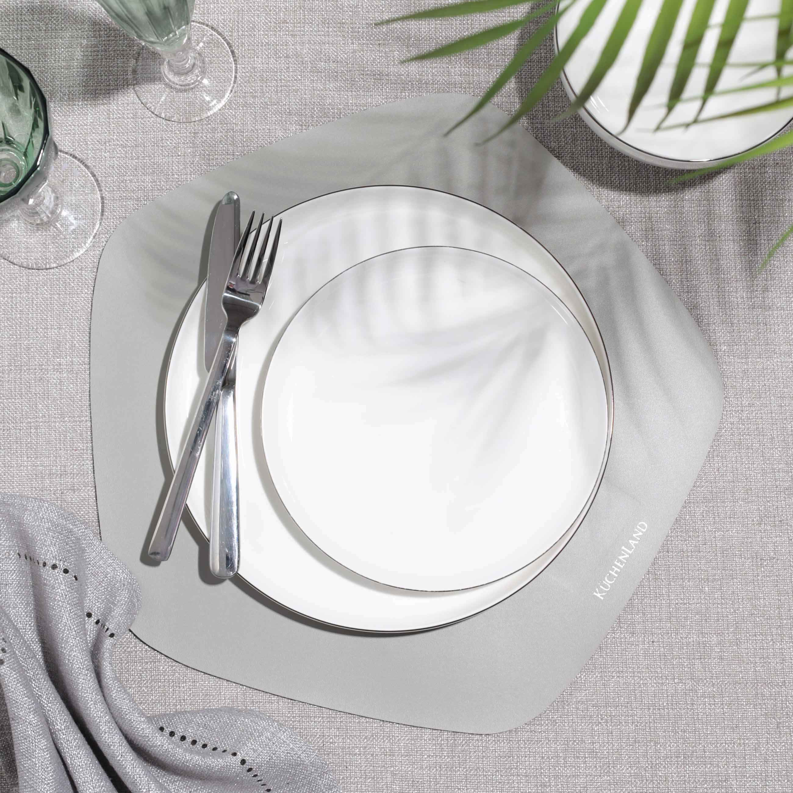 Placemat, 40 cm, double-sided, PVC, curly, gray/beige, Rock