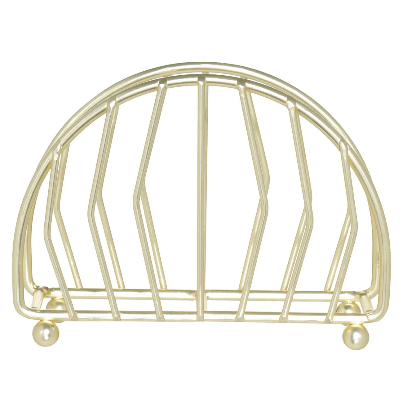 Napkin holder, 13 cm, metal, golden, semicircle, Twist gold, image-0