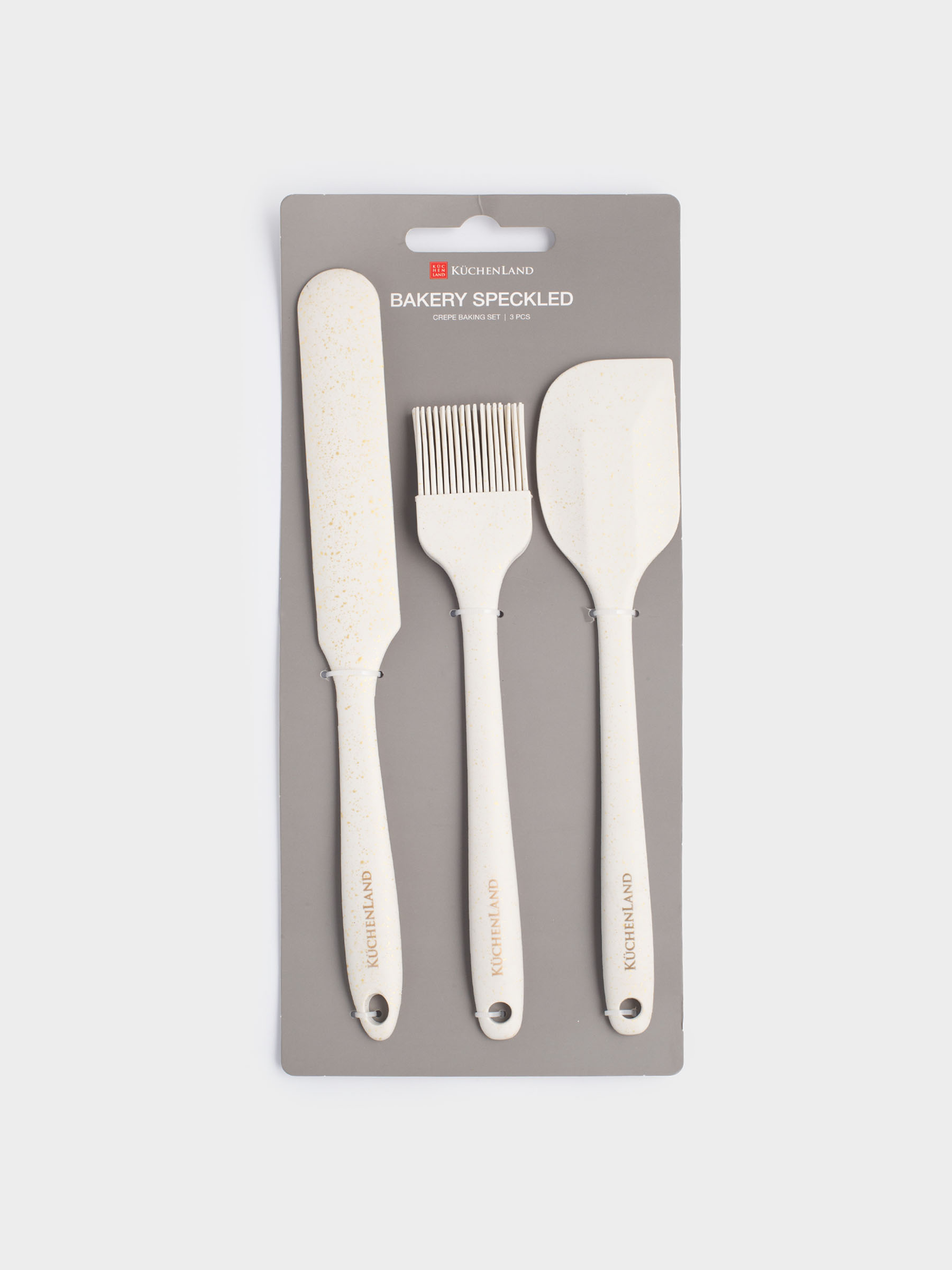 Pancake baking set, 3 items, spatulas/brush, silicone, ecru, speckled bakery speckled, image-4