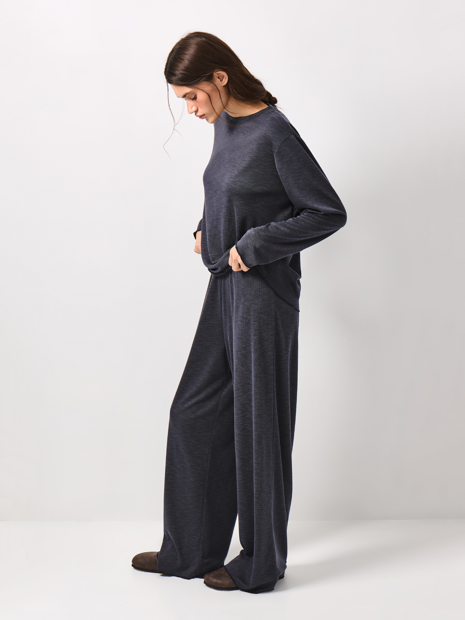 Women's trousers, size S, modal / polyester, dark grey, Savina, image-2
