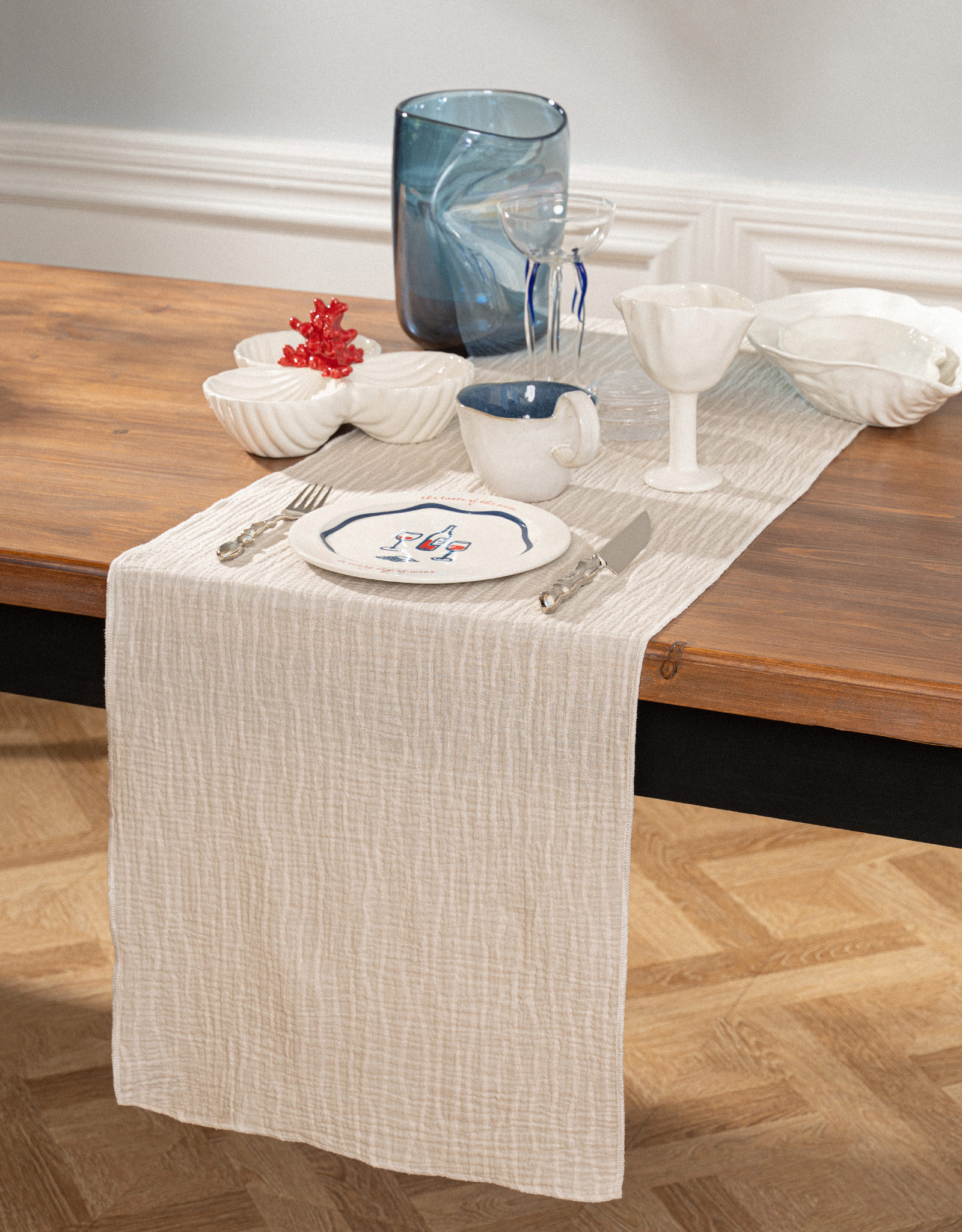 Table runner, 40x160 cm, muslin, milky, Design, Muslin print, image-9