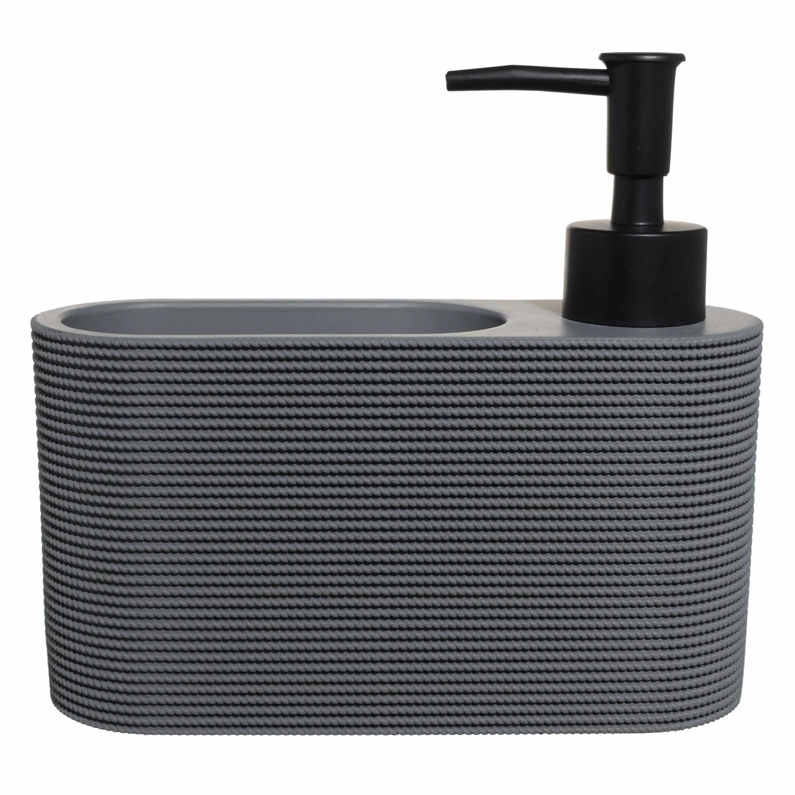 Detergent dispenser, 250 ml, organizer, with sponge, polyresin / plastic, Grey, Grey steel, image-0