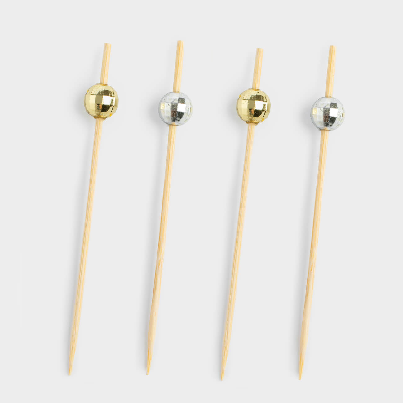 Canape skewers, 9 cm, 20 pcs, bamboo, white and red, Disco ball, Elegant details