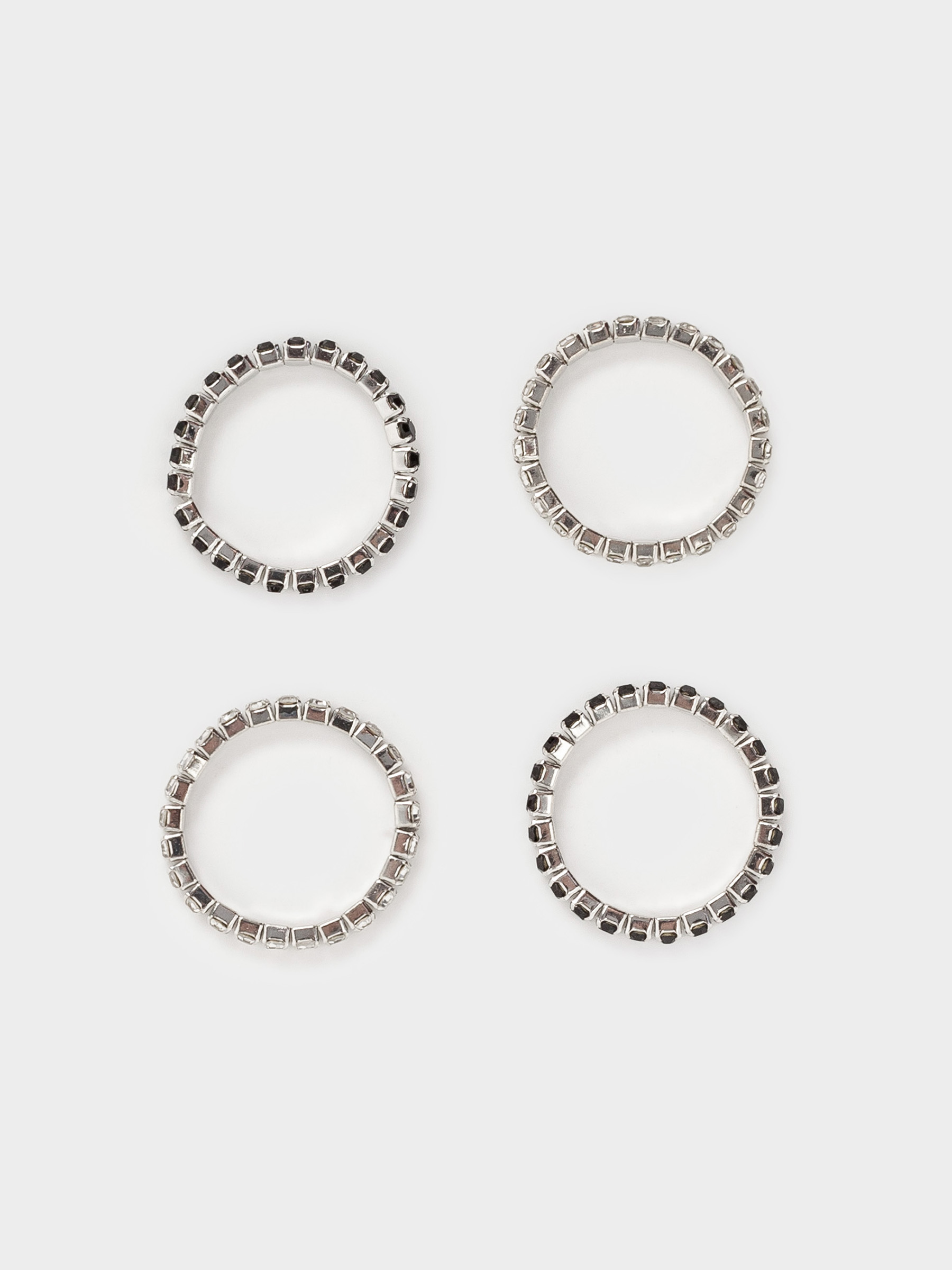 Set of rings, size S-M, 4 pcs, single size, metal / rhinestones, Crystals, Jewelry crystal