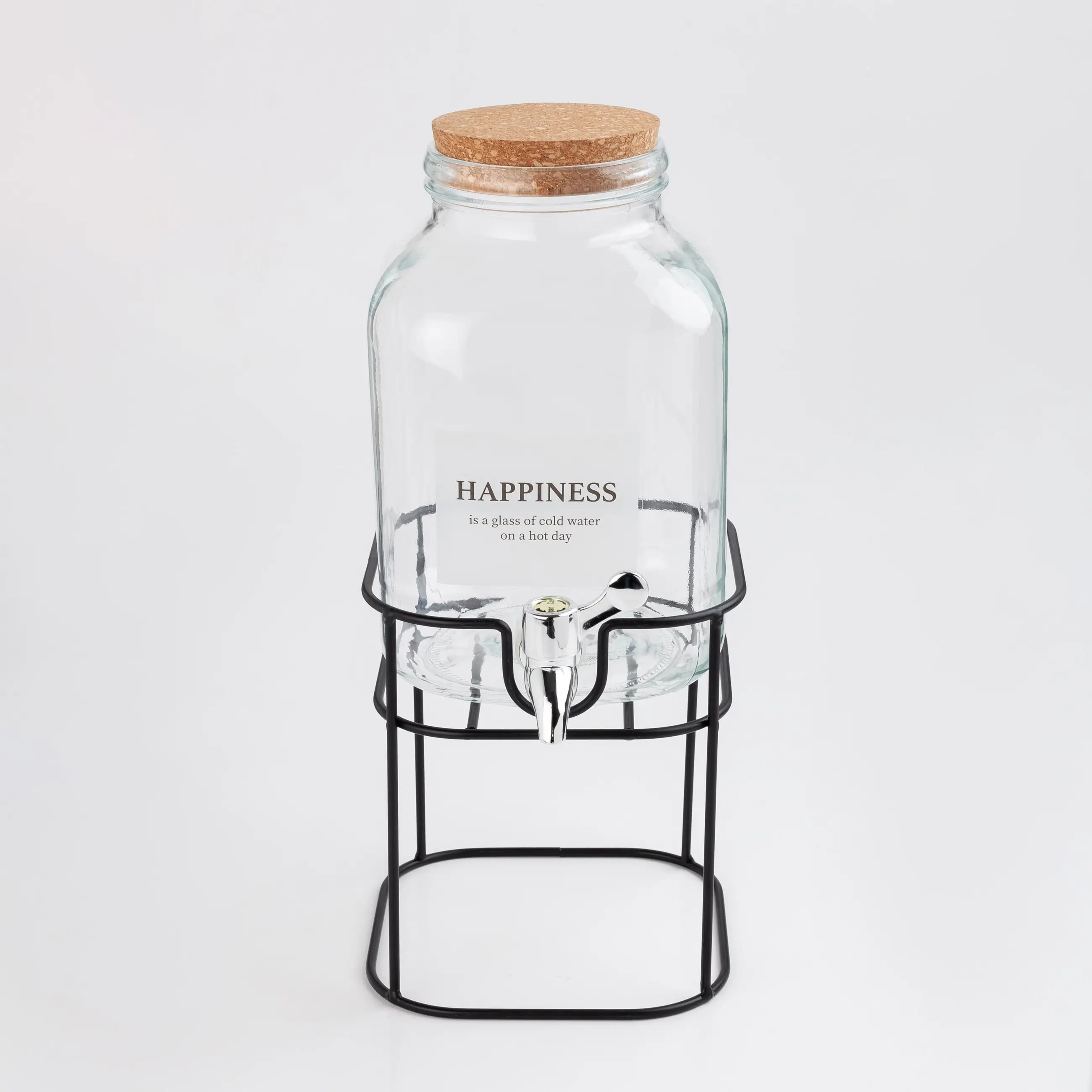 Beverage dispenser, 3 L, Stand, Glass / cork / metal, Clear font, image-0