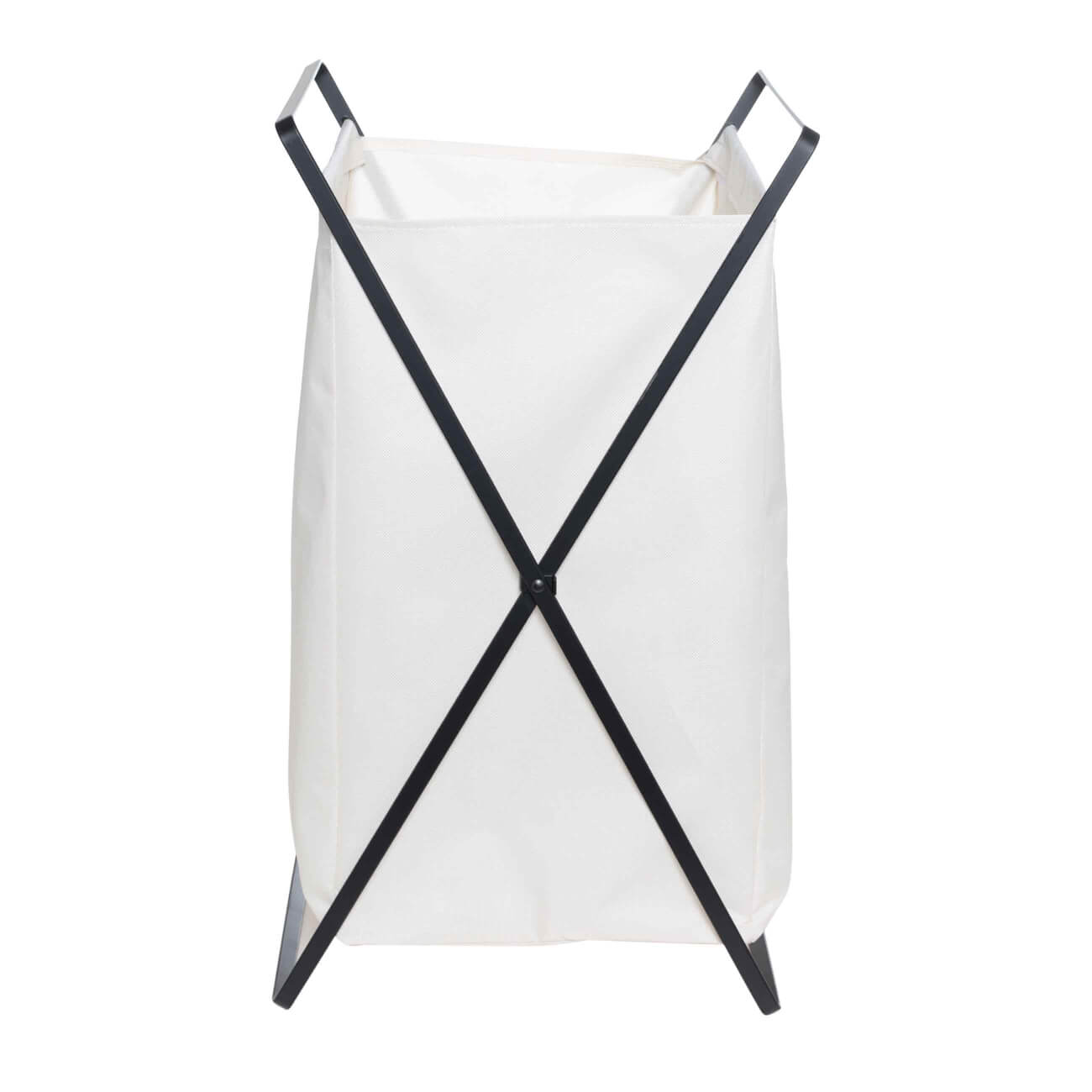 Laundry basket, 30x30x55 cm, foldable, metal / oxford, black and white, Compact black