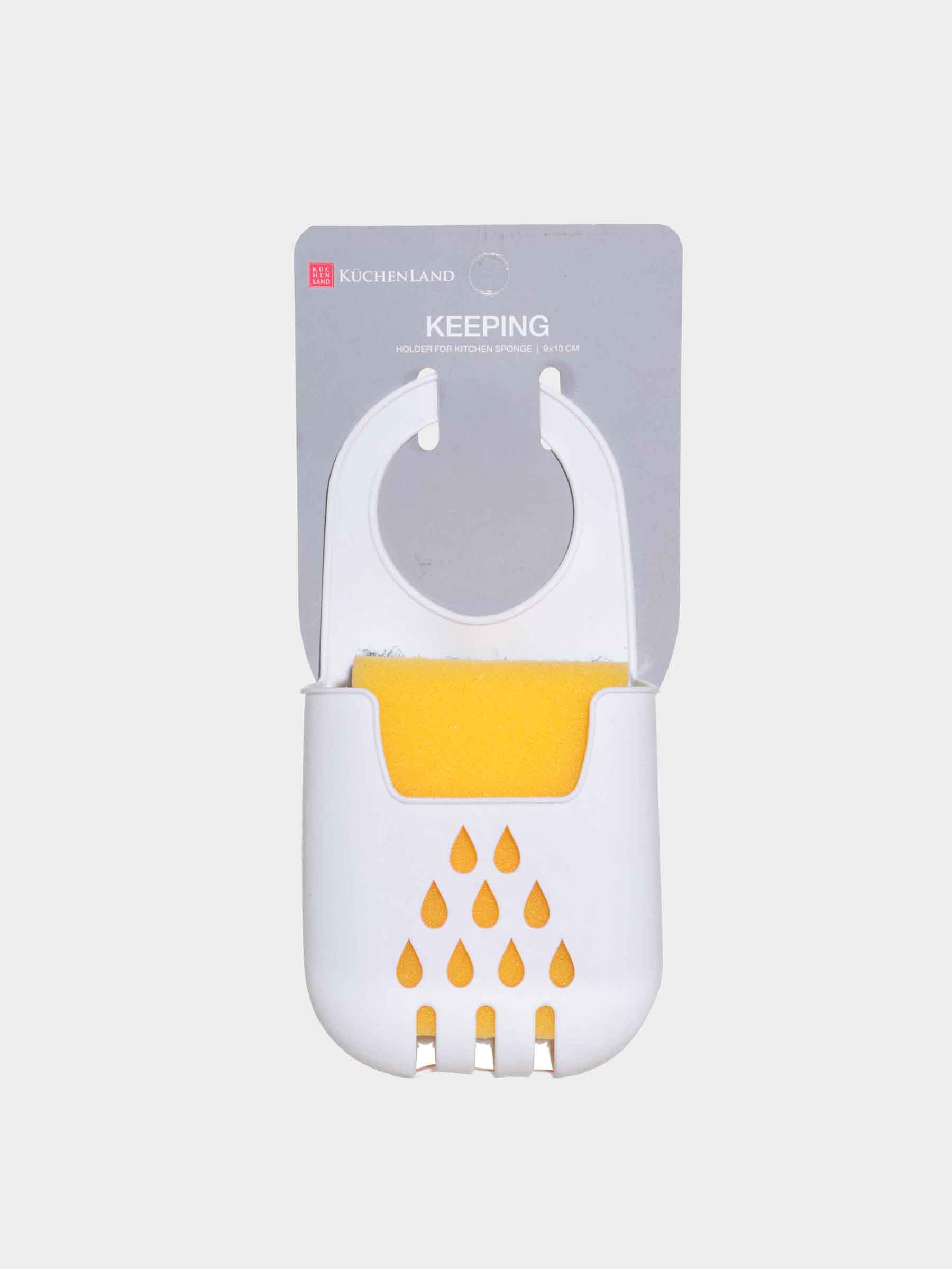 Kitchen sponge holder, 18x9 cm, Hanging, Rubber, White, Drops, Keeping, image-3