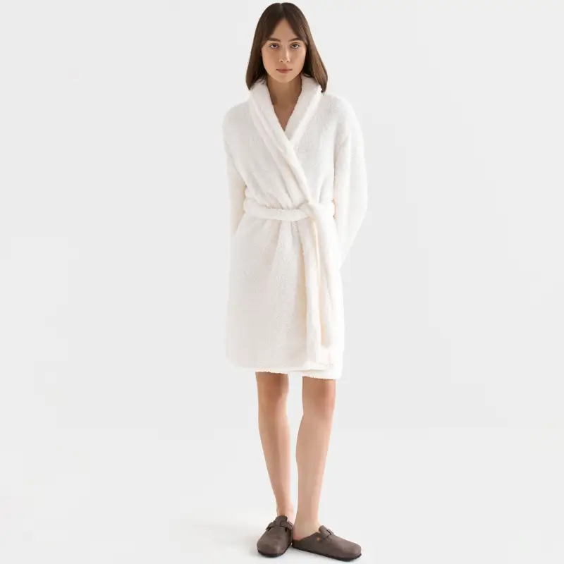 Robe for women, home, R. S, long sleeve, sherpa, milk, lola ,image-0
