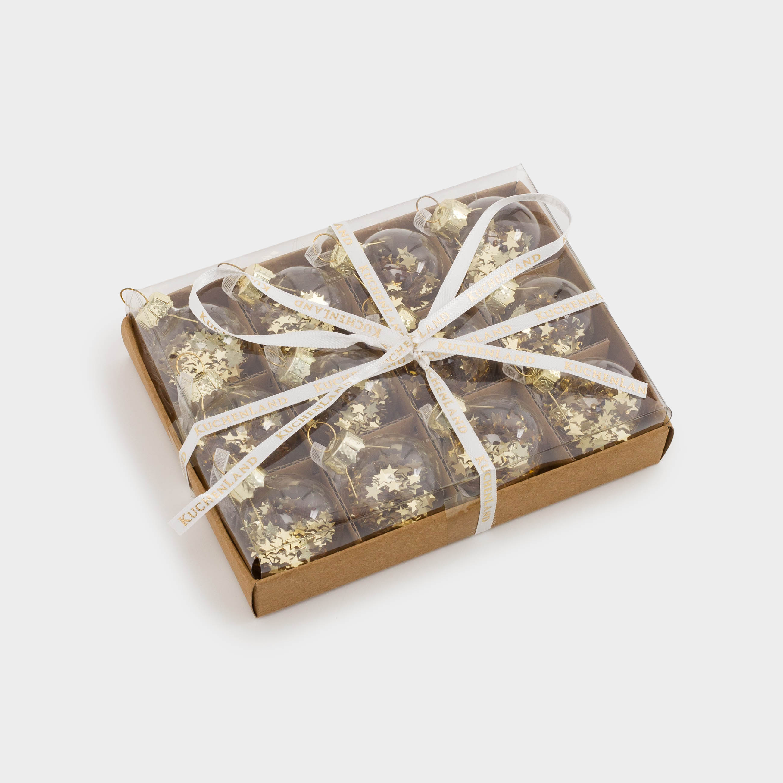 Christmas tree toy set, 4 cm, 12 pcs, glass, Ball with stars, Ball filler, image-5