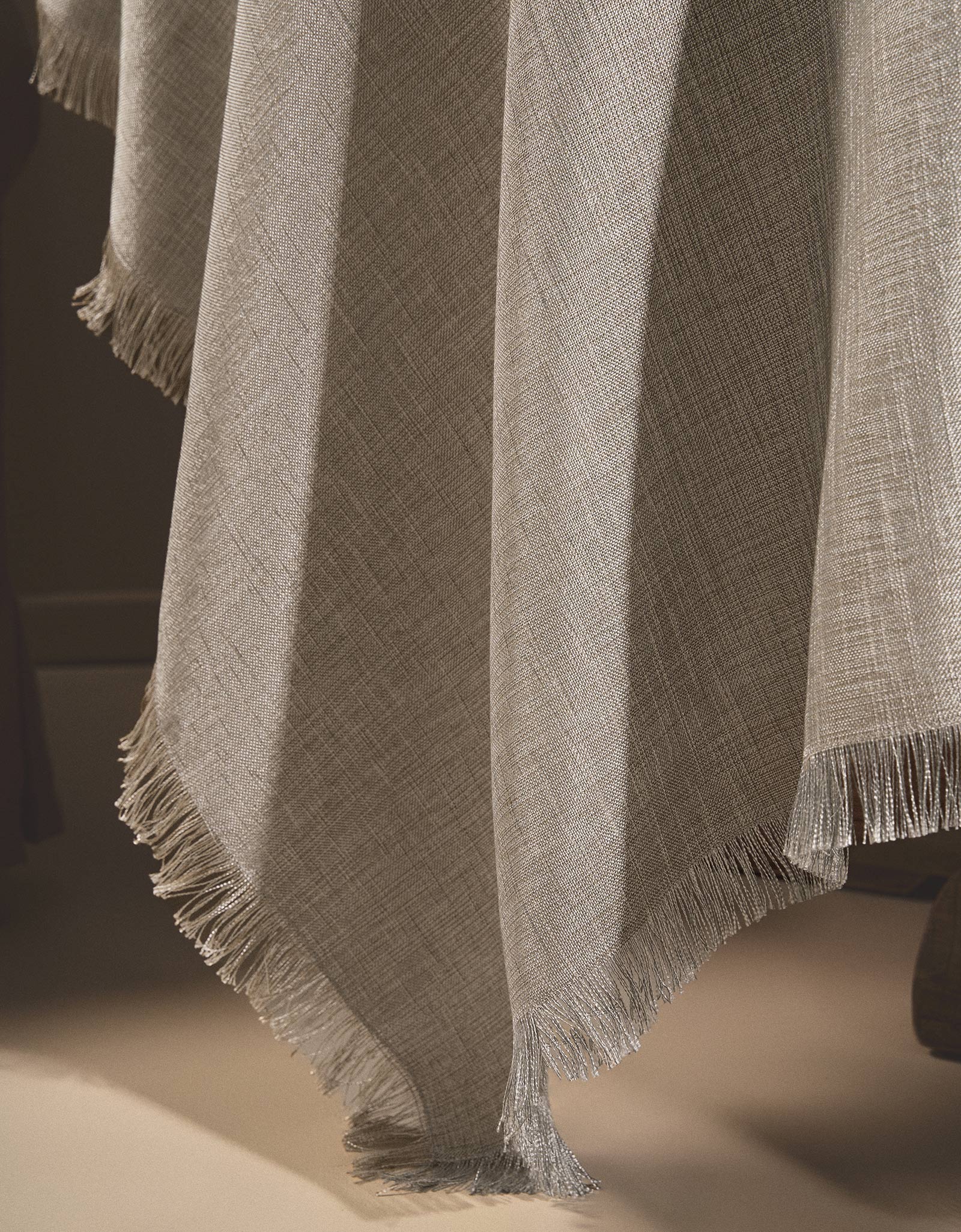 Tablecloth, 160x160 cm, fringed, polyester, grey melange, Beverin, image-12