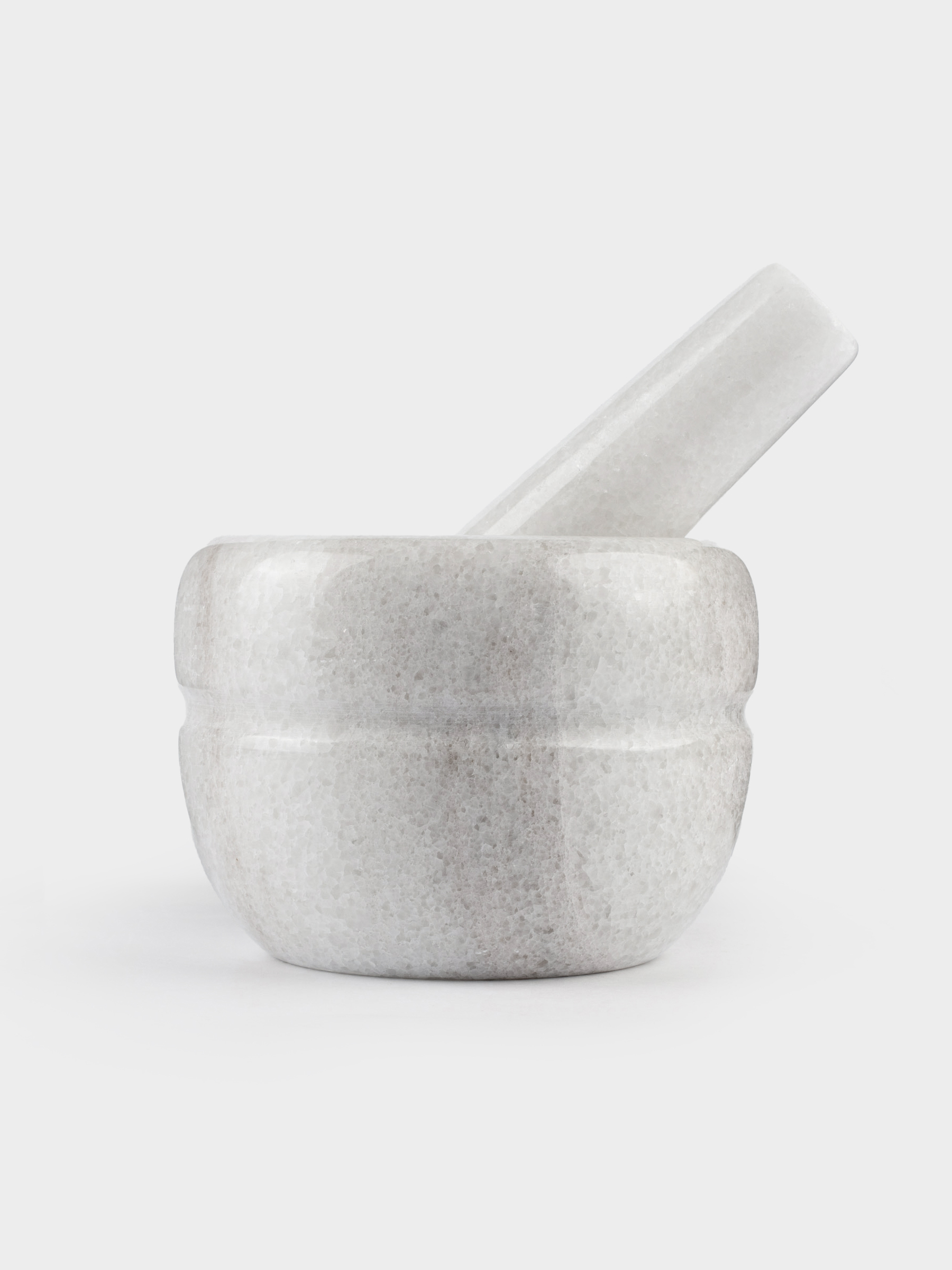 Spice mortar, 10 cm, with pestle, Marble, White, Stripe, Marble, image-2