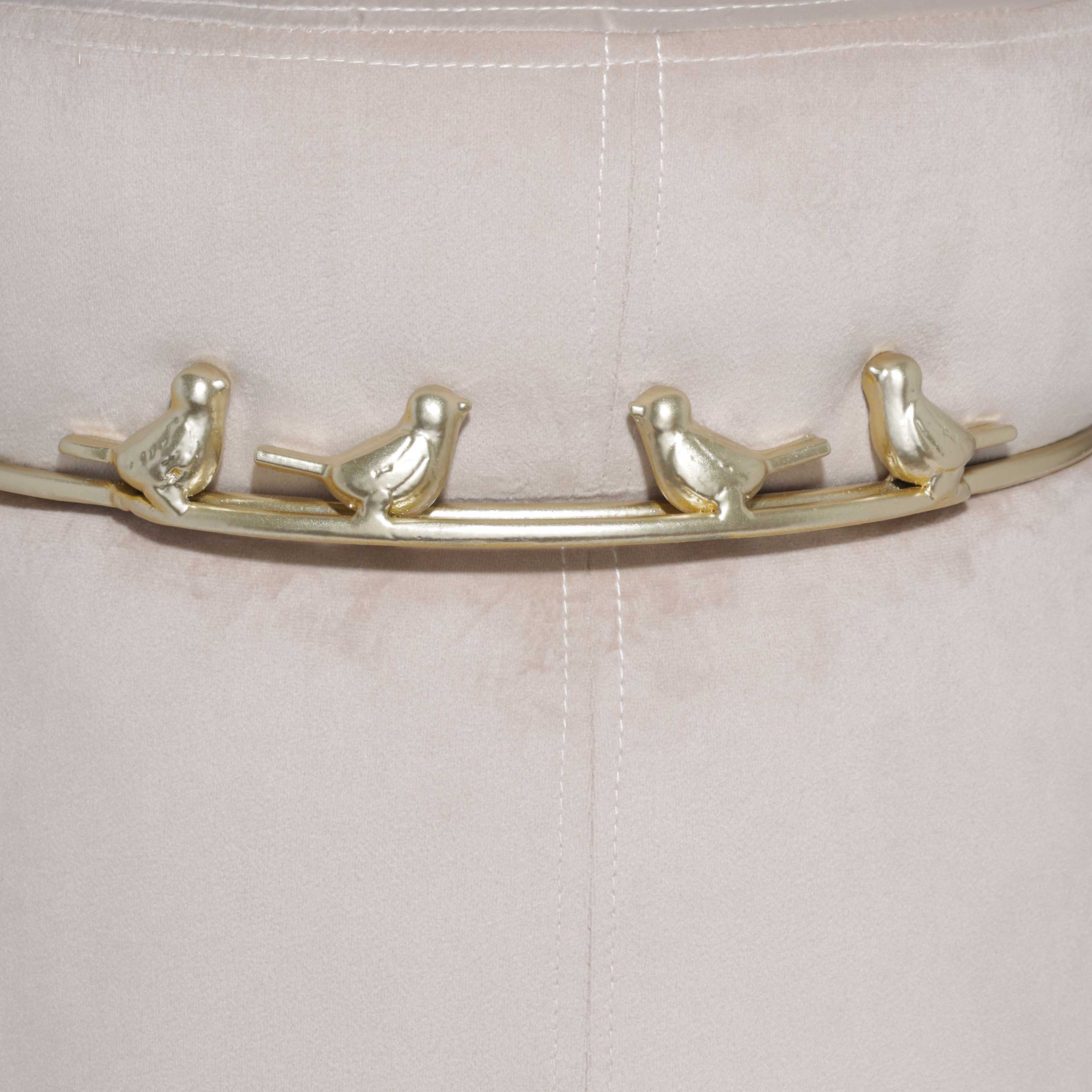 Ottoman, 31x42 cm, corduroy / metal, beige, Birds, Aves