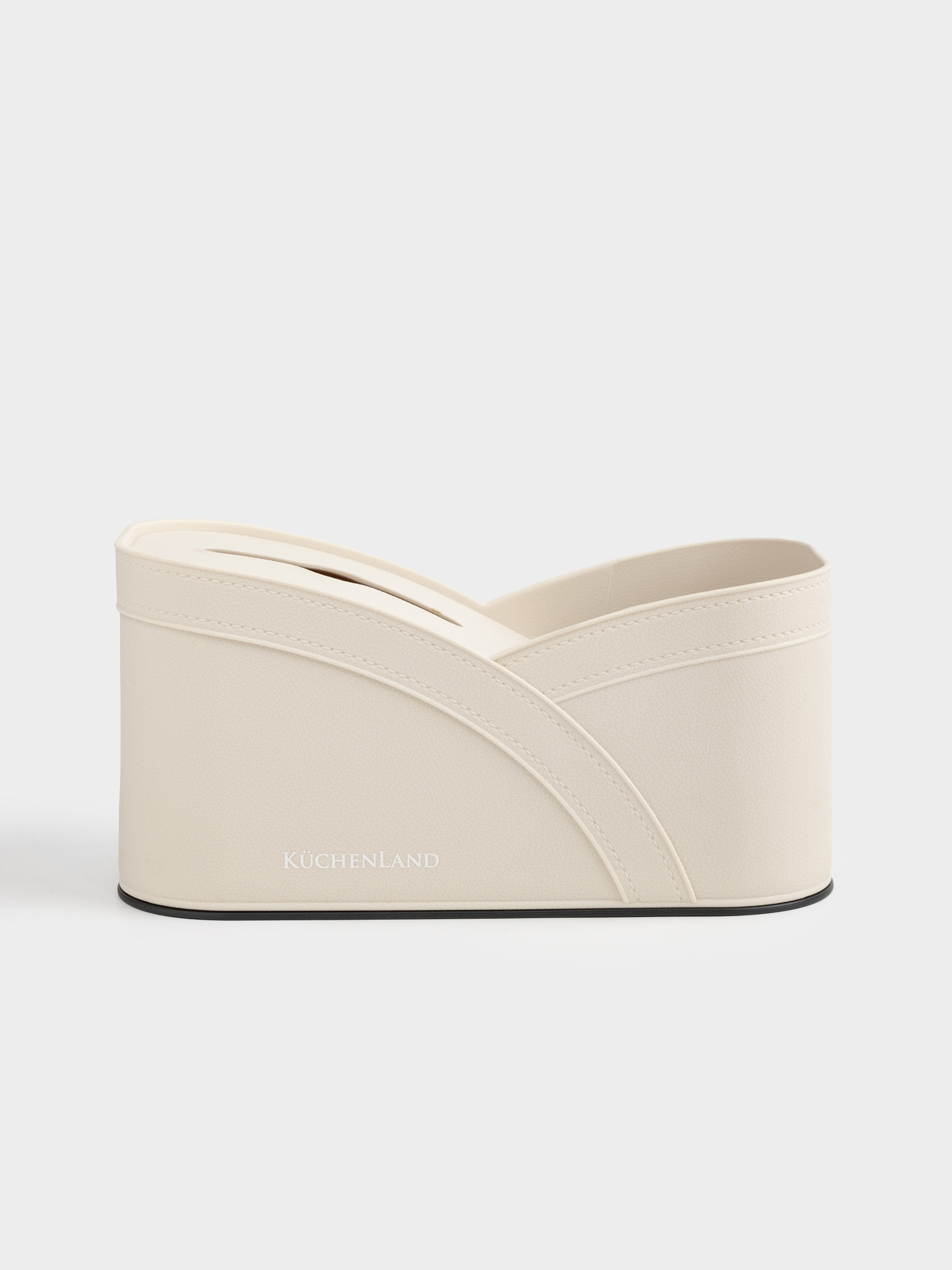 Storage basket, 28x26 cm, 3 compartments, polyurethane, milky, Premiere, image-0