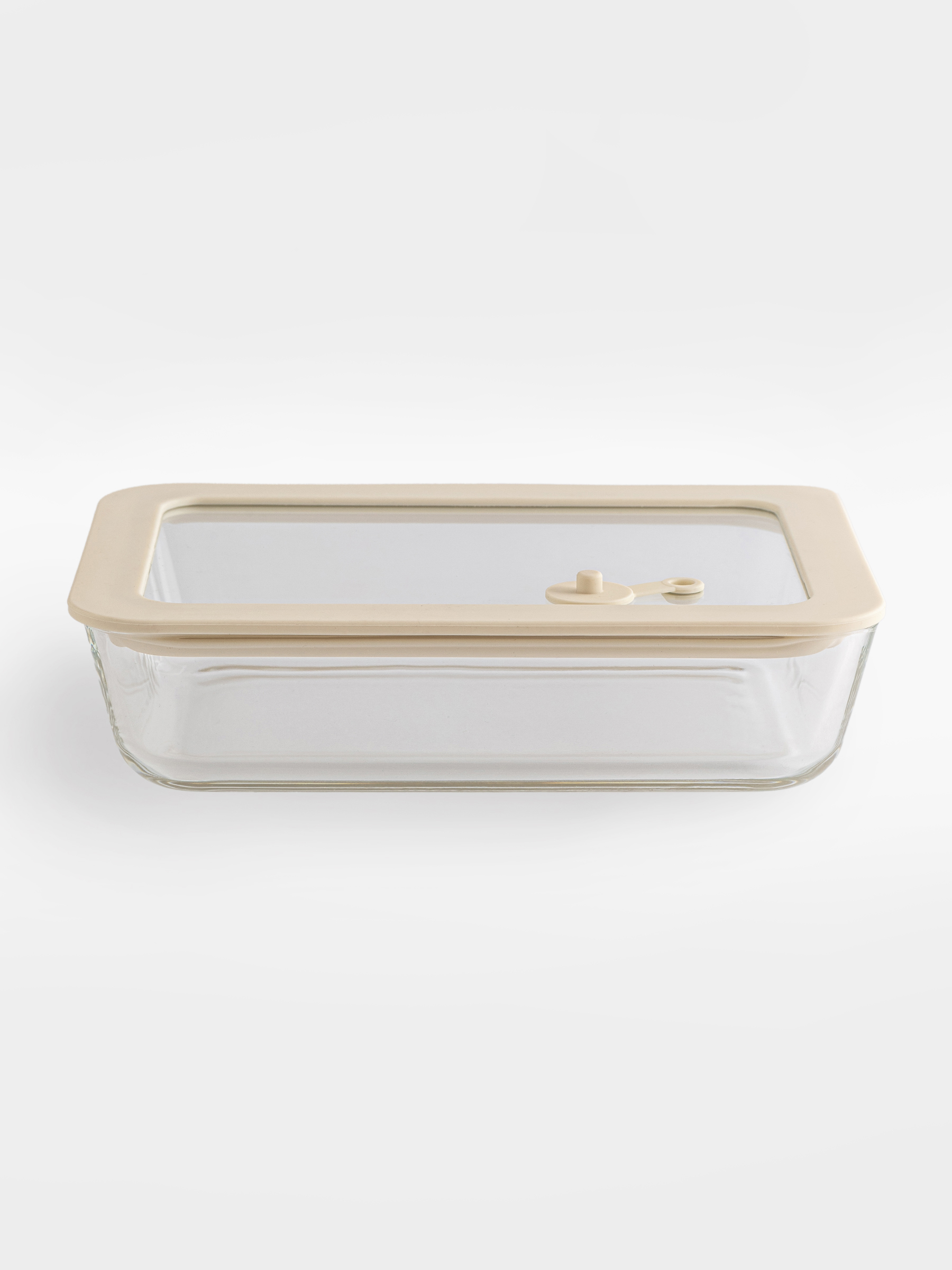 Container, 700 ml, with valve, glass T / silicone, rectangular, beige, Verre, image-0