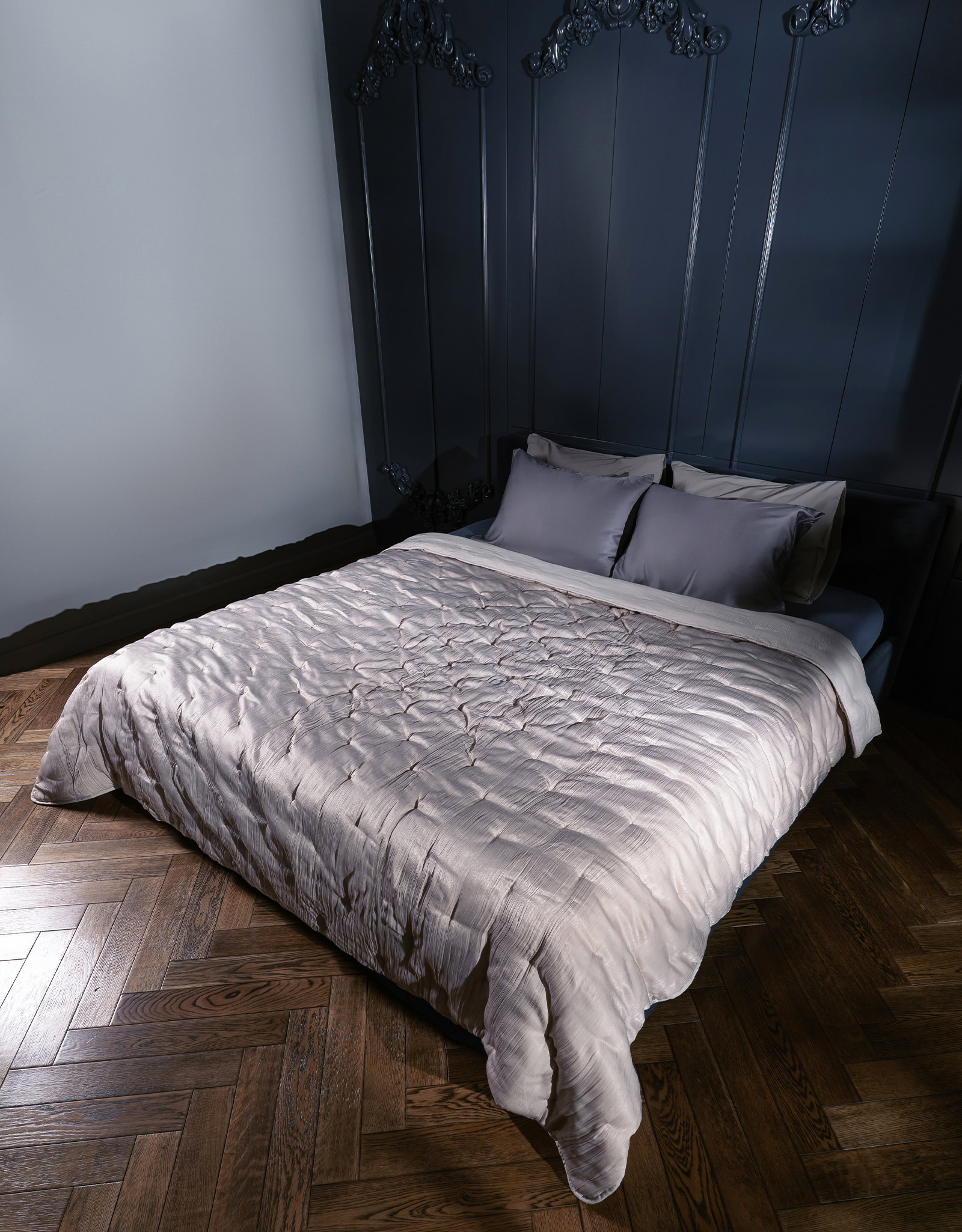 Bedspread, 220x240 cm, velvet, sand, Stitch velvet, image-6