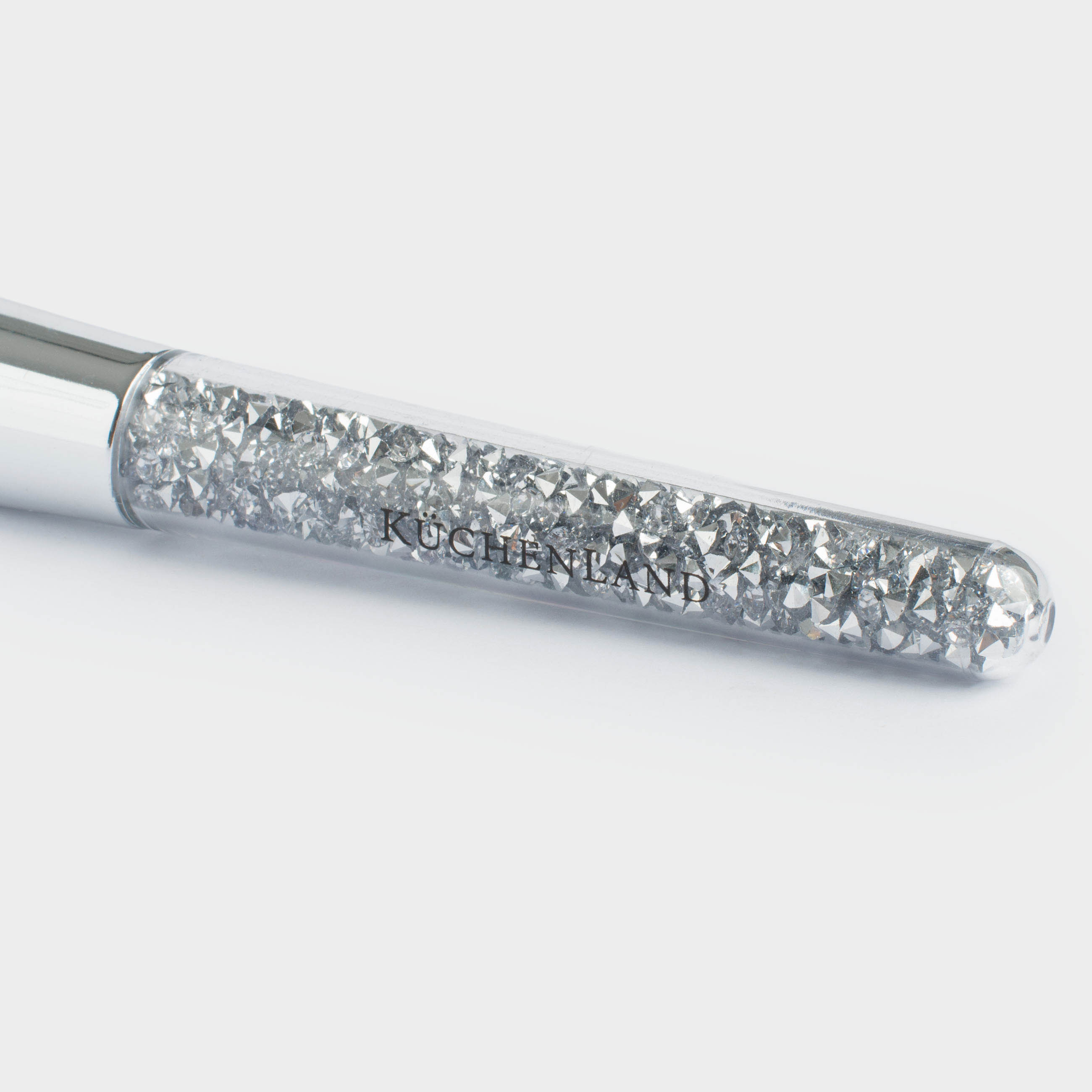 Powder brush, 16 cm, artificial pile / plastic, Silver, Beauty makeup, image-3